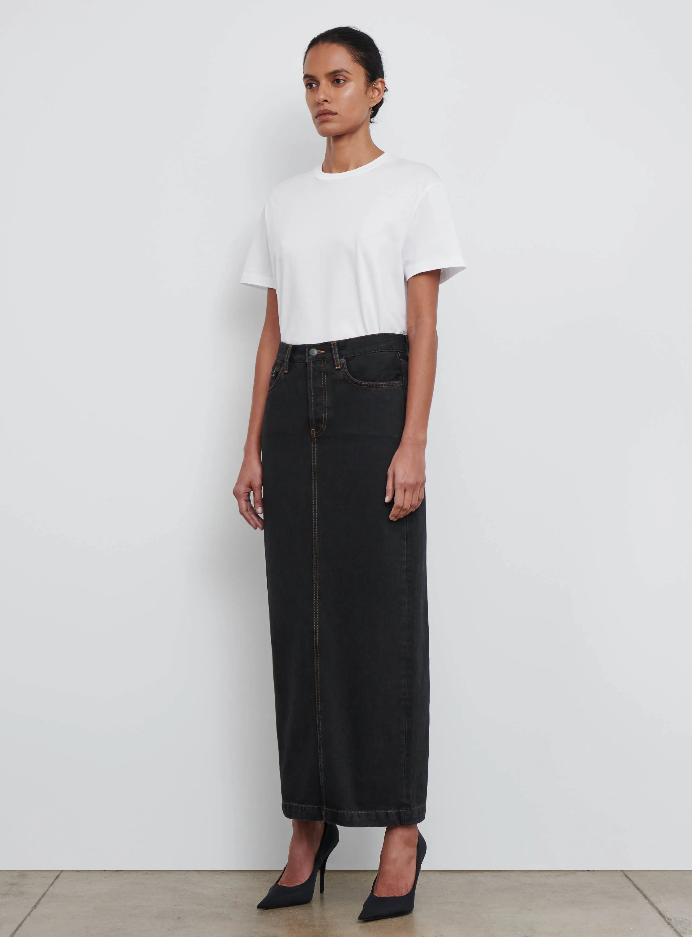 Denim Column Skirt sold by WARDROBE.NYC product image thumbnail 2