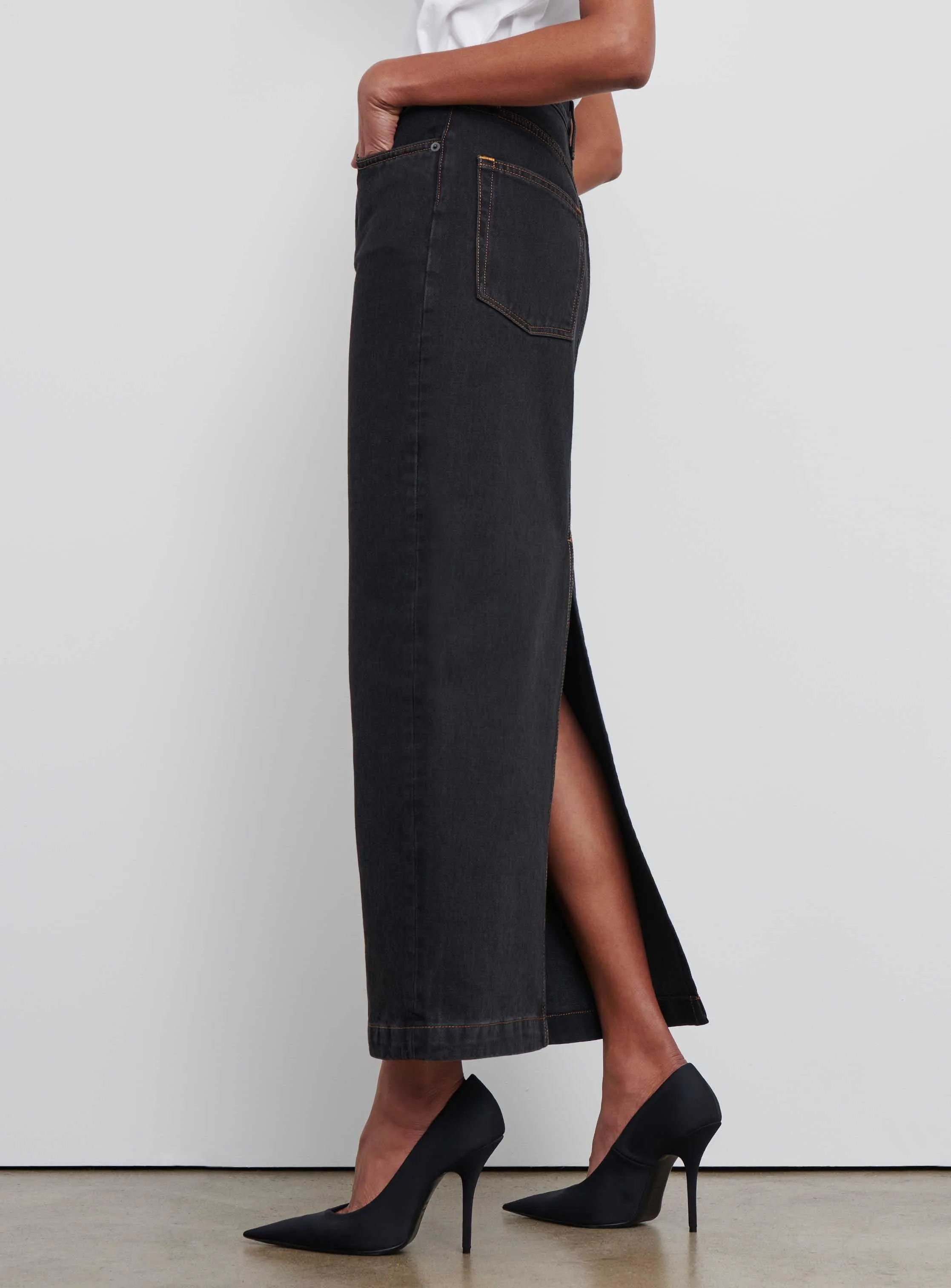 Denim Column Skirt sold by WARDROBE.NYC product image thumbnail 5