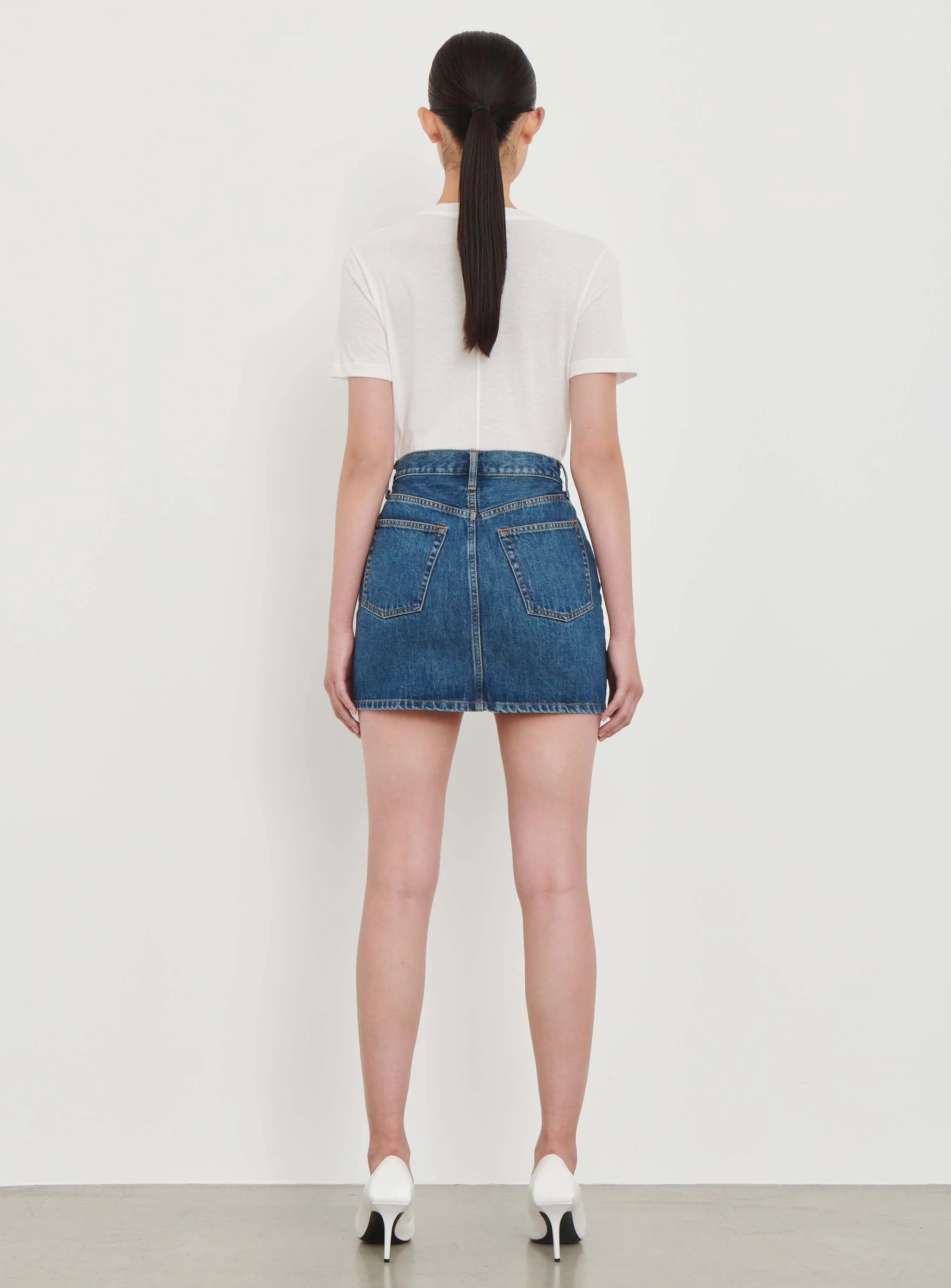 Denim Mini Skirt sold by WARDROBE.NYC product image thumbnail 3