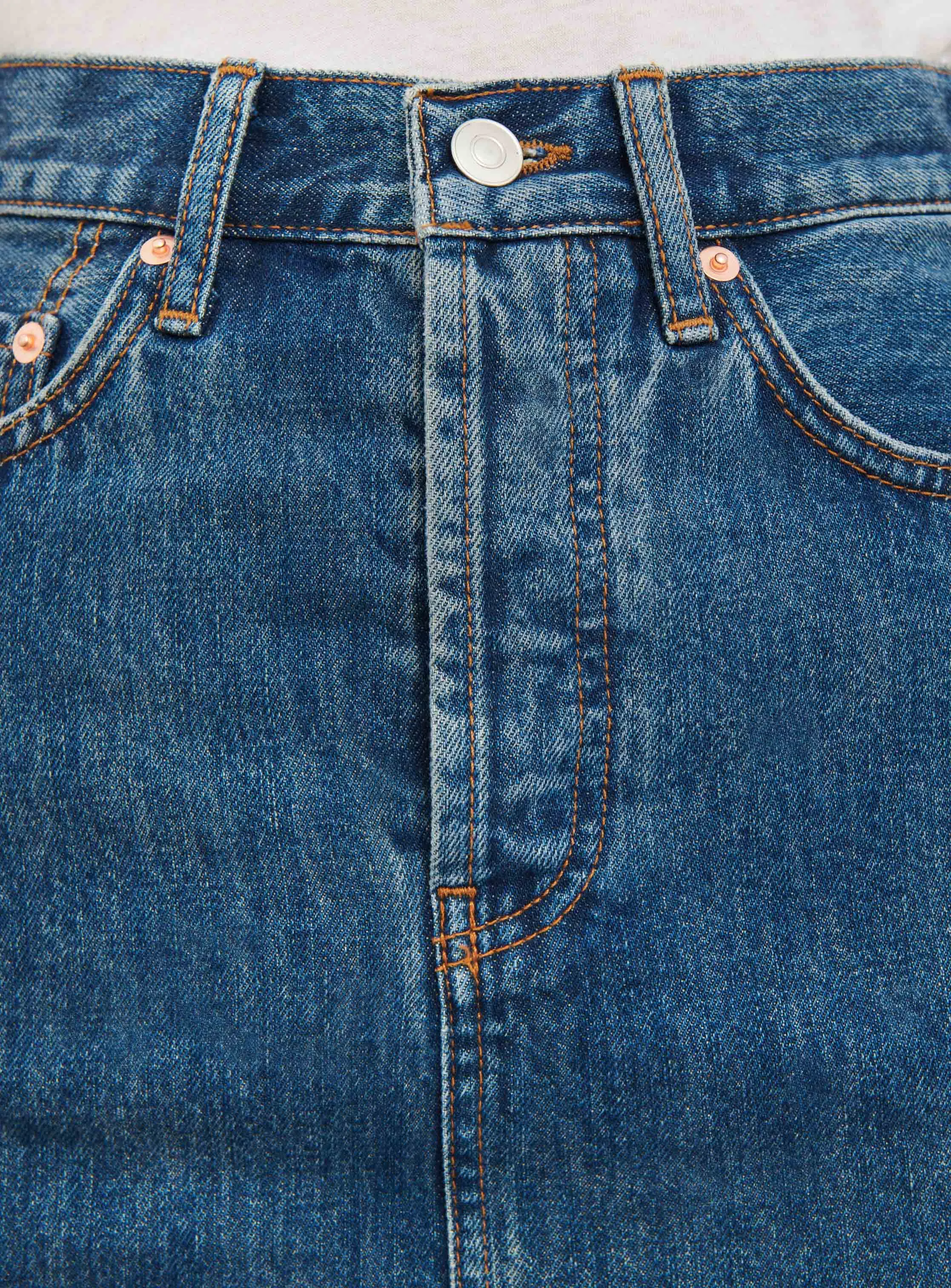 Denim Mini Skirt sold by WARDROBE.NYC product image thumbnail 5