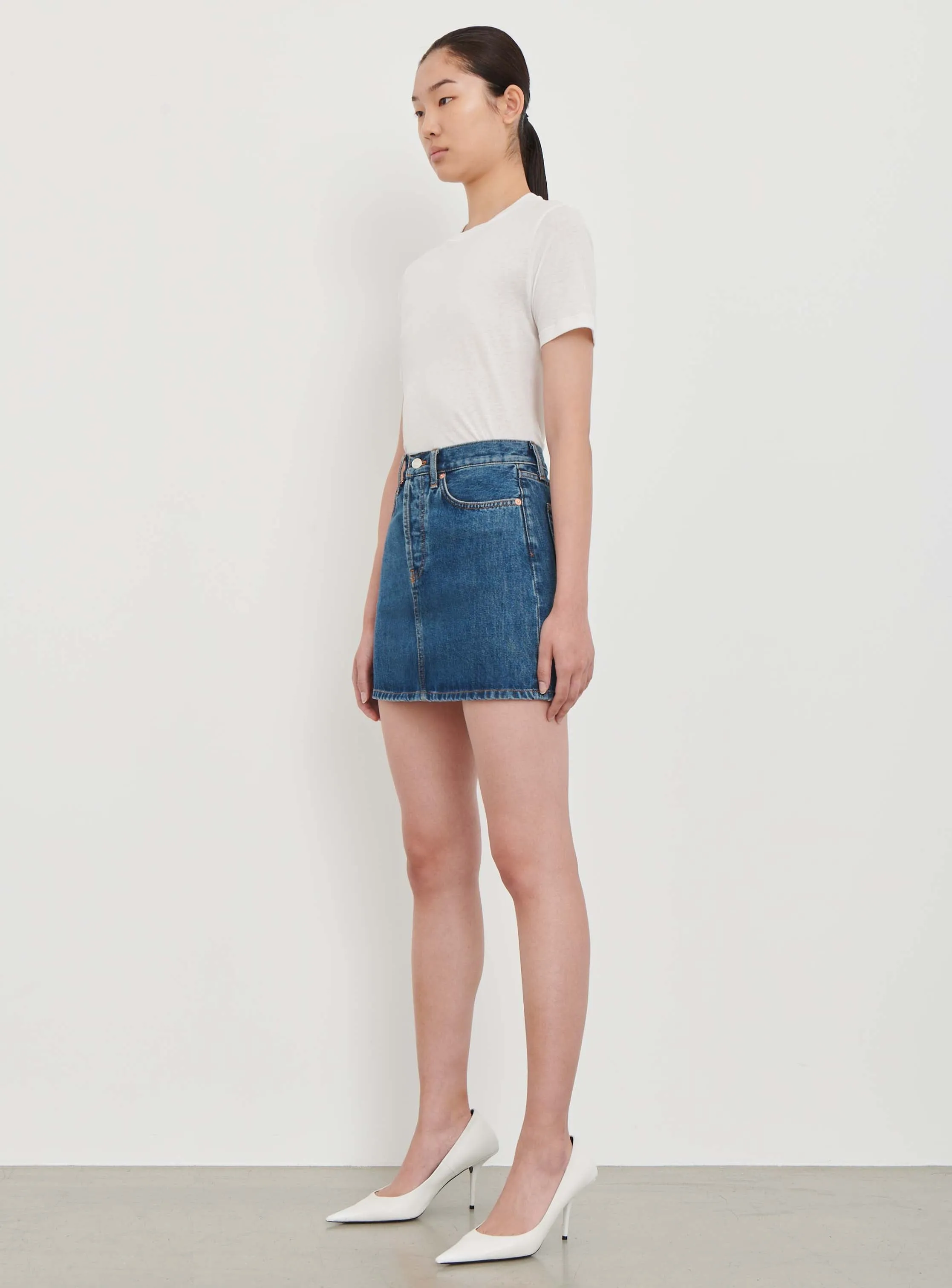 Denim Mini Skirt sold by WARDROBE.NYC product image thumbnail 2
