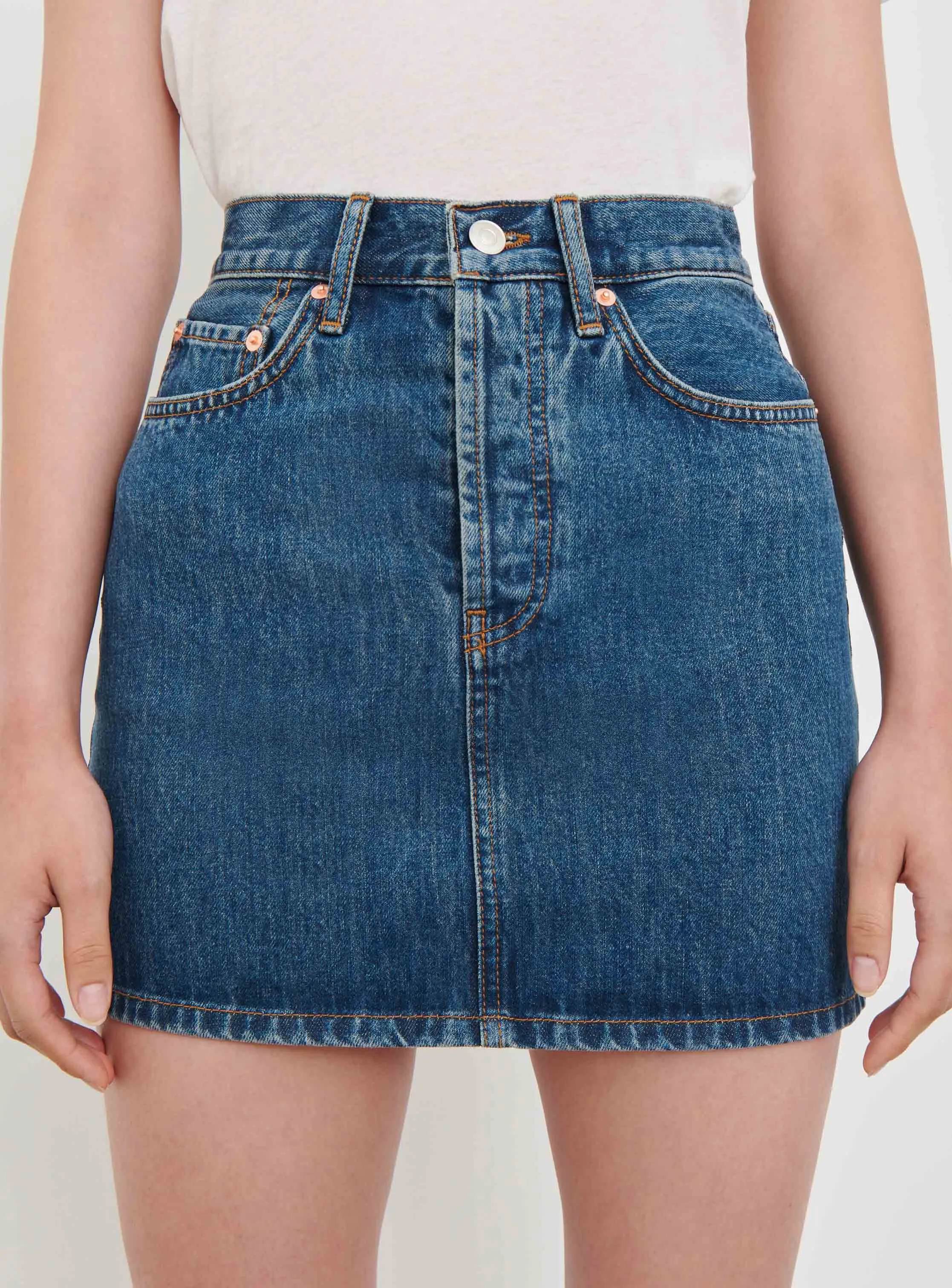 Denim Mini Skirt sold by WARDROBE.NYC product image thumbnail 4