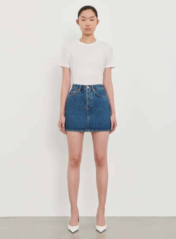 Denim Mini Skirt sold by WARDROBE.NYC