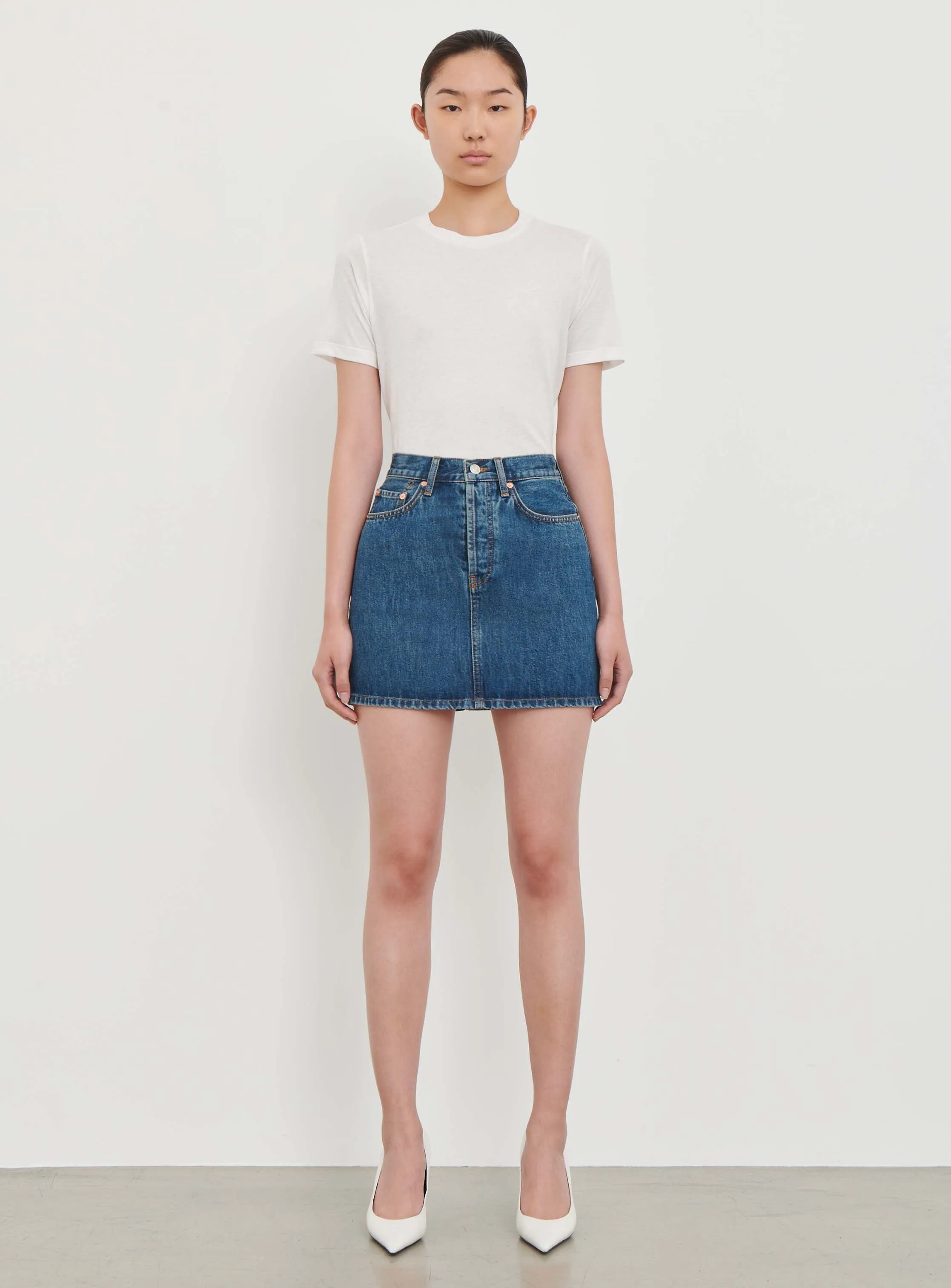 Denim Mini Skirt sold by WARDROBE.NYC