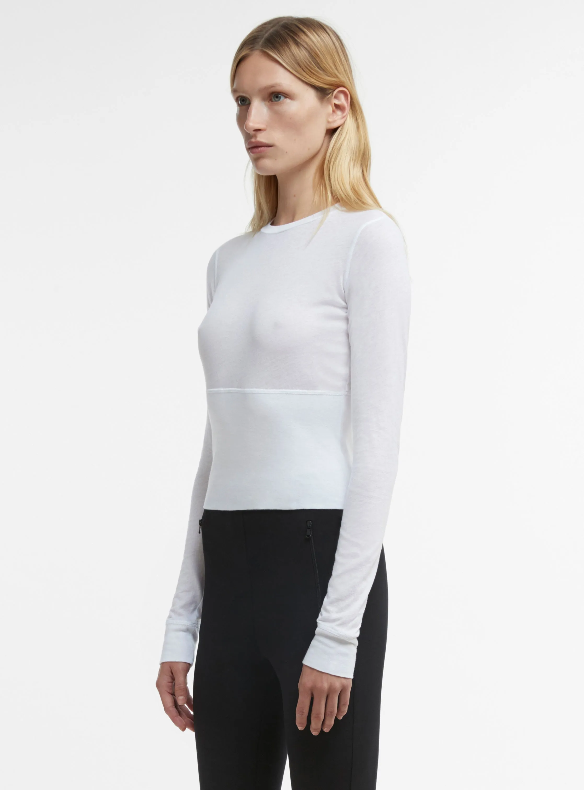 Crop Fitted Long Sleeve Tee sold by WARDROBE.NYC product image thumbnail 3