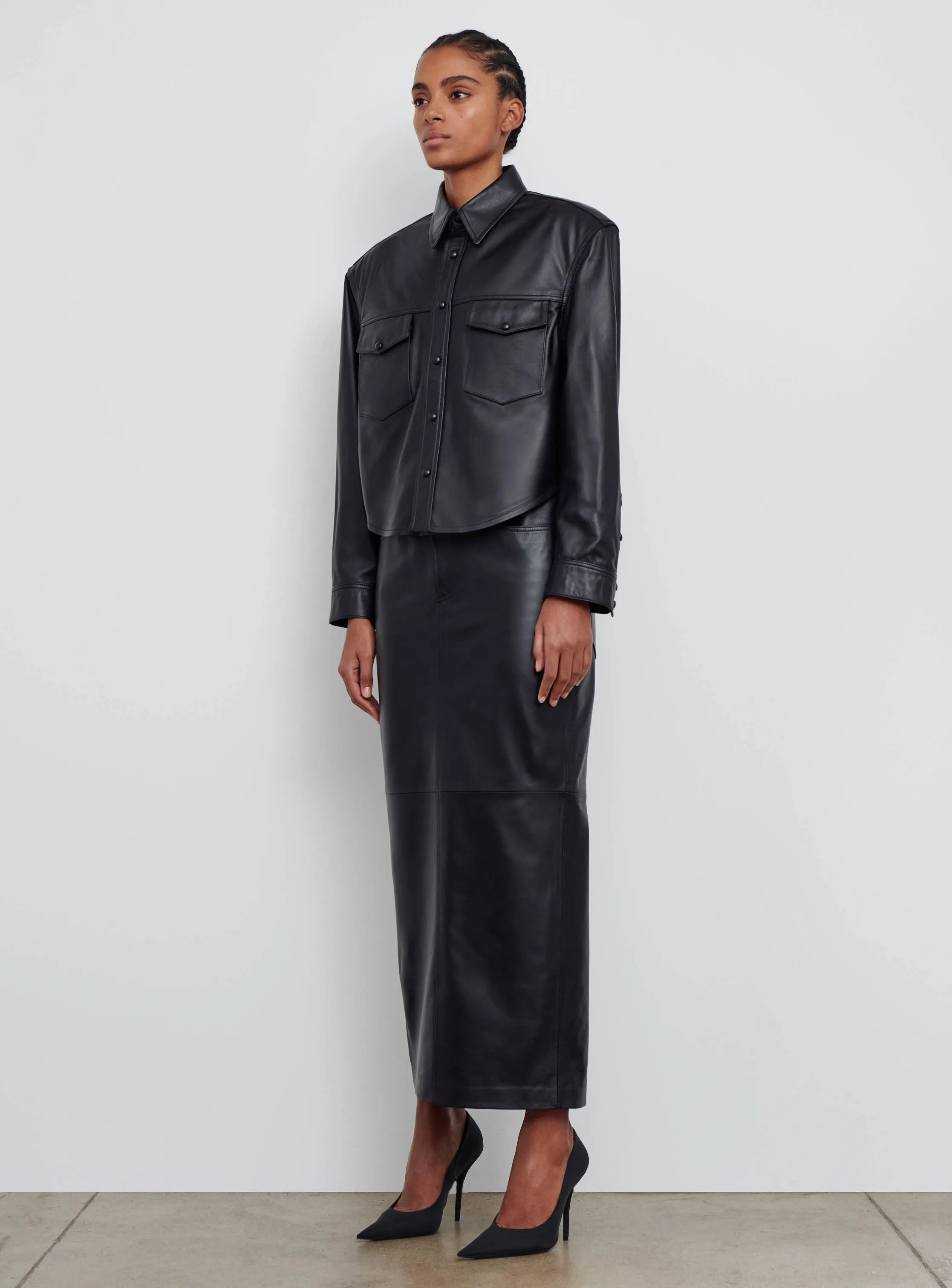 Leather Shirt Jacket sold by WARDROBE.NYC product image thumbnail 2