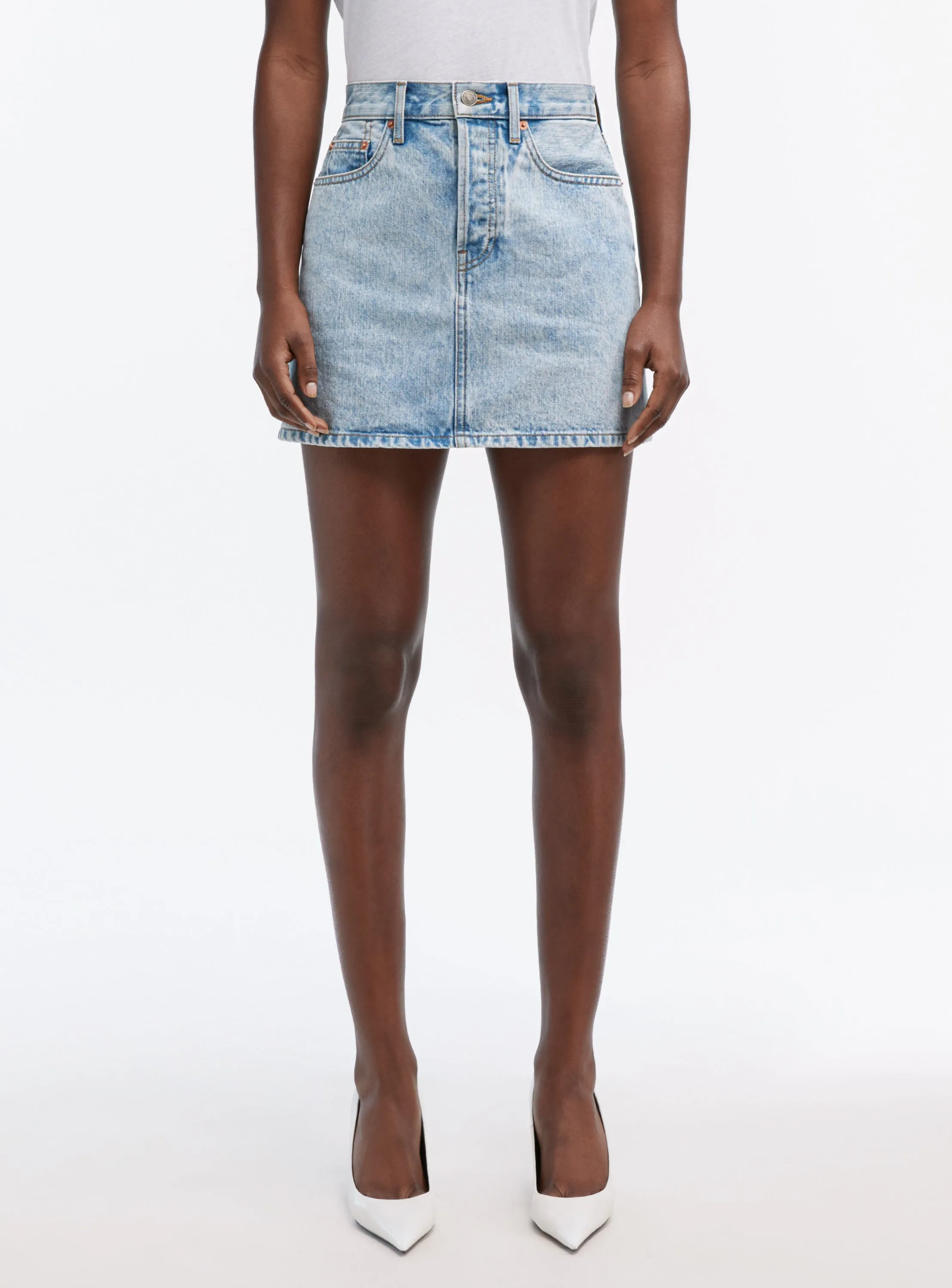 Denim Mini Skirt sold by WARDROBE.NYC
