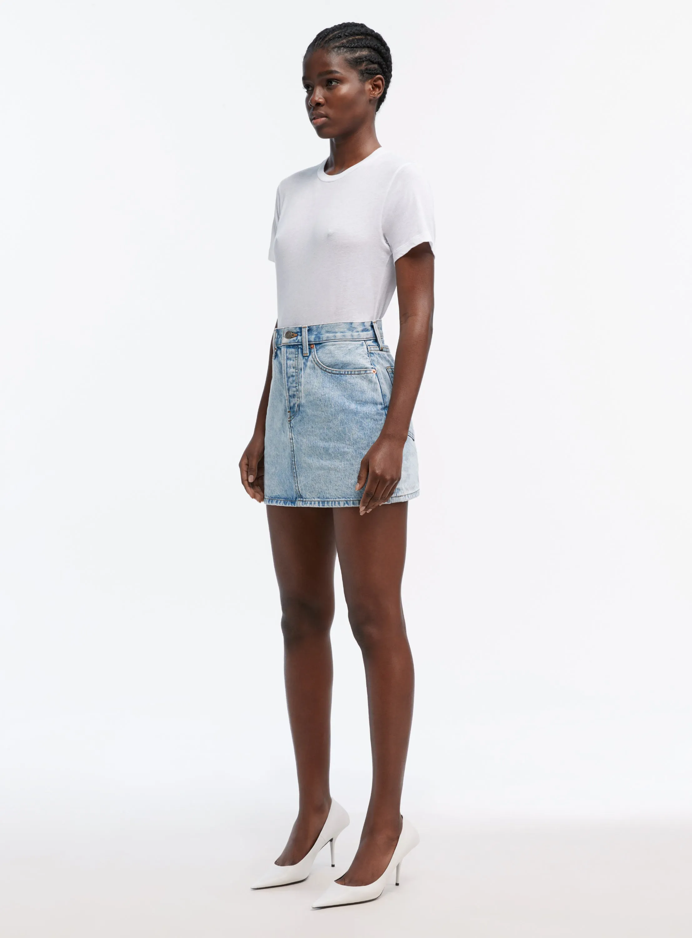 Denim Mini Skirt sold by WARDROBE.NYC product image thumbnail 3