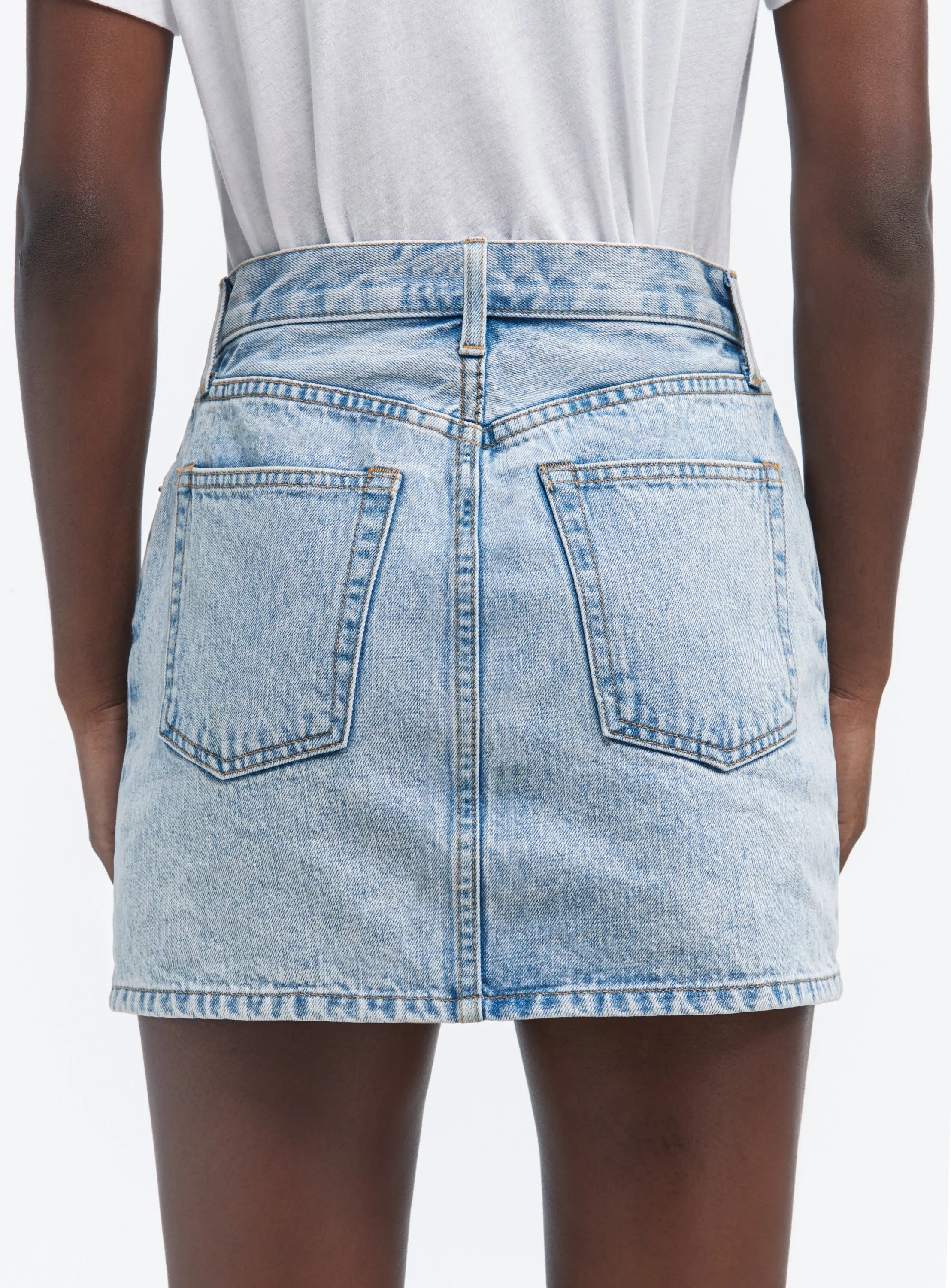Denim Mini Skirt sold by WARDROBE.NYC product image thumbnail 4