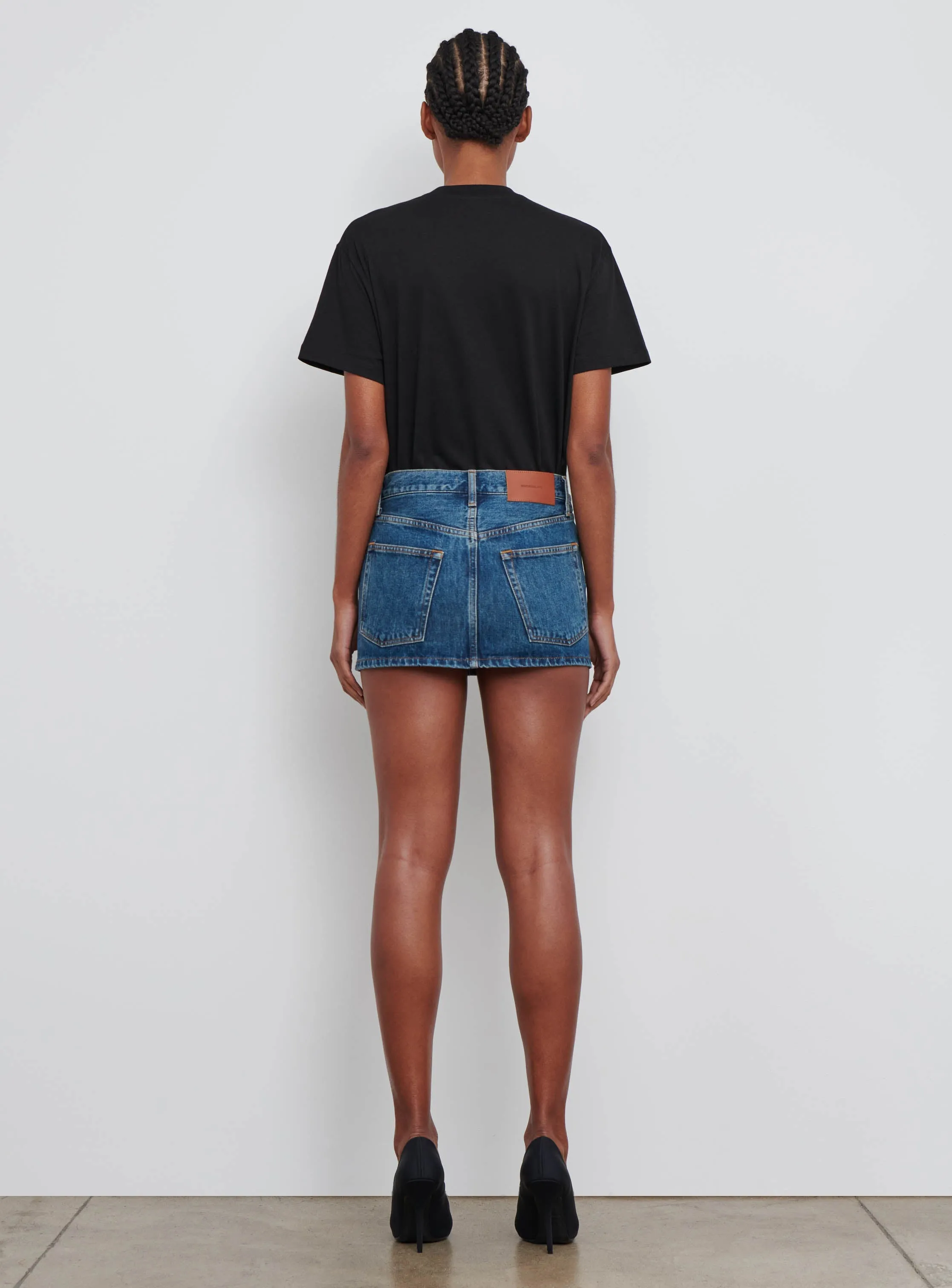 Denim Micro Mini Skirt sold by WARDROBE.NYC product image thumbnail 3