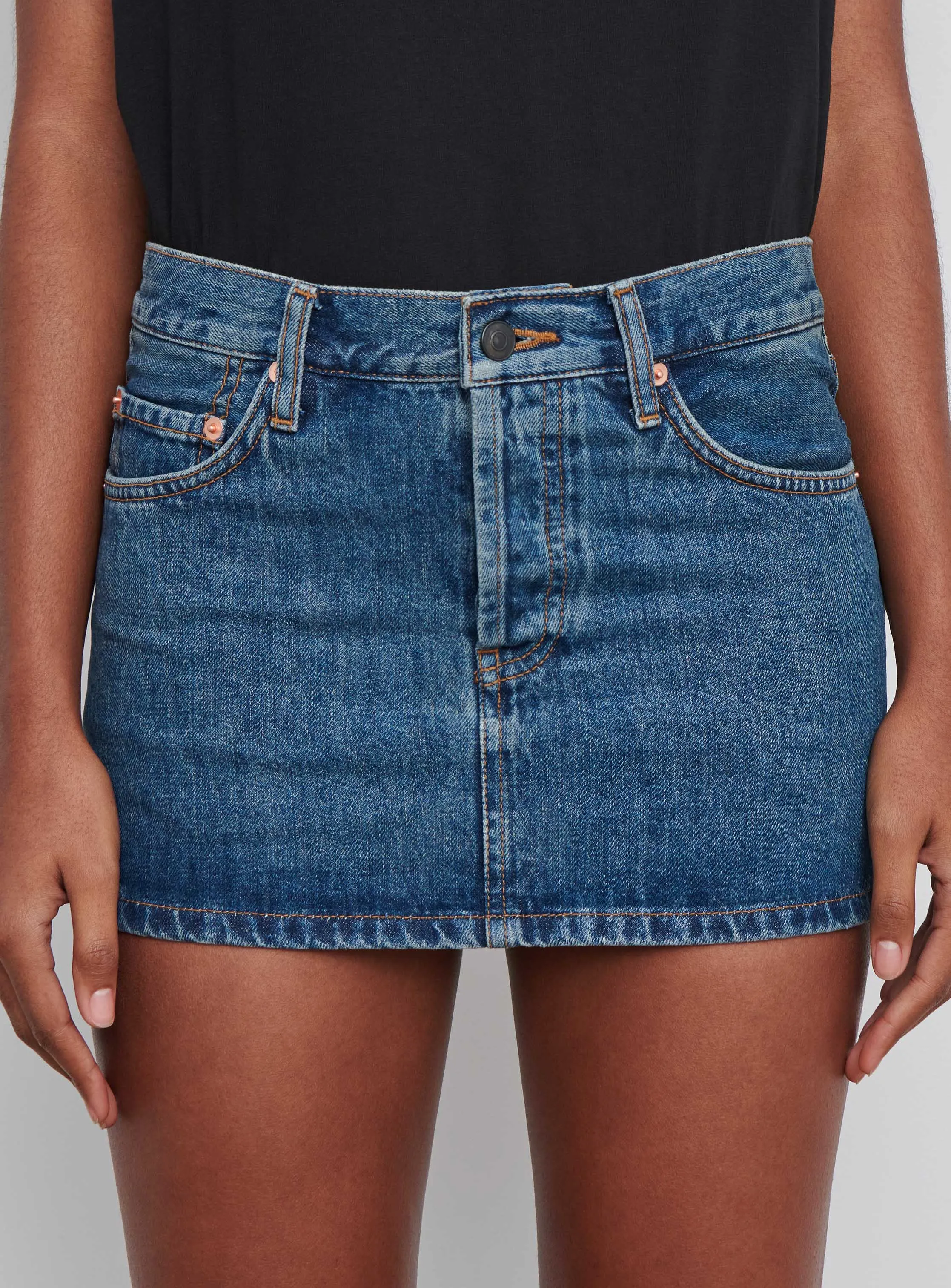 Denim Micro Mini Skirt sold by WARDROBE.NYC product image thumbnail 4