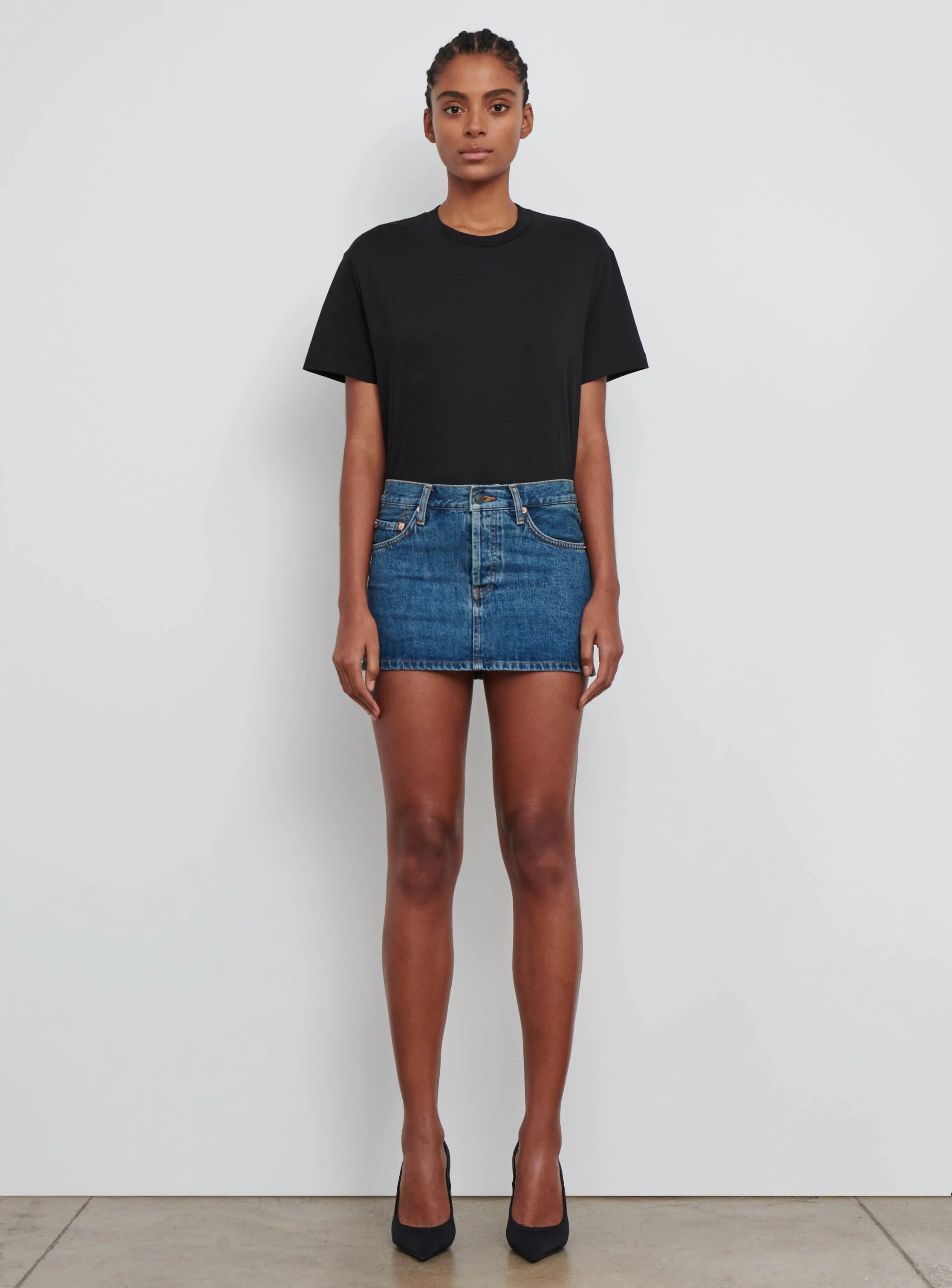 Denim Micro Mini Skirt sold by WARDROBE.NYC