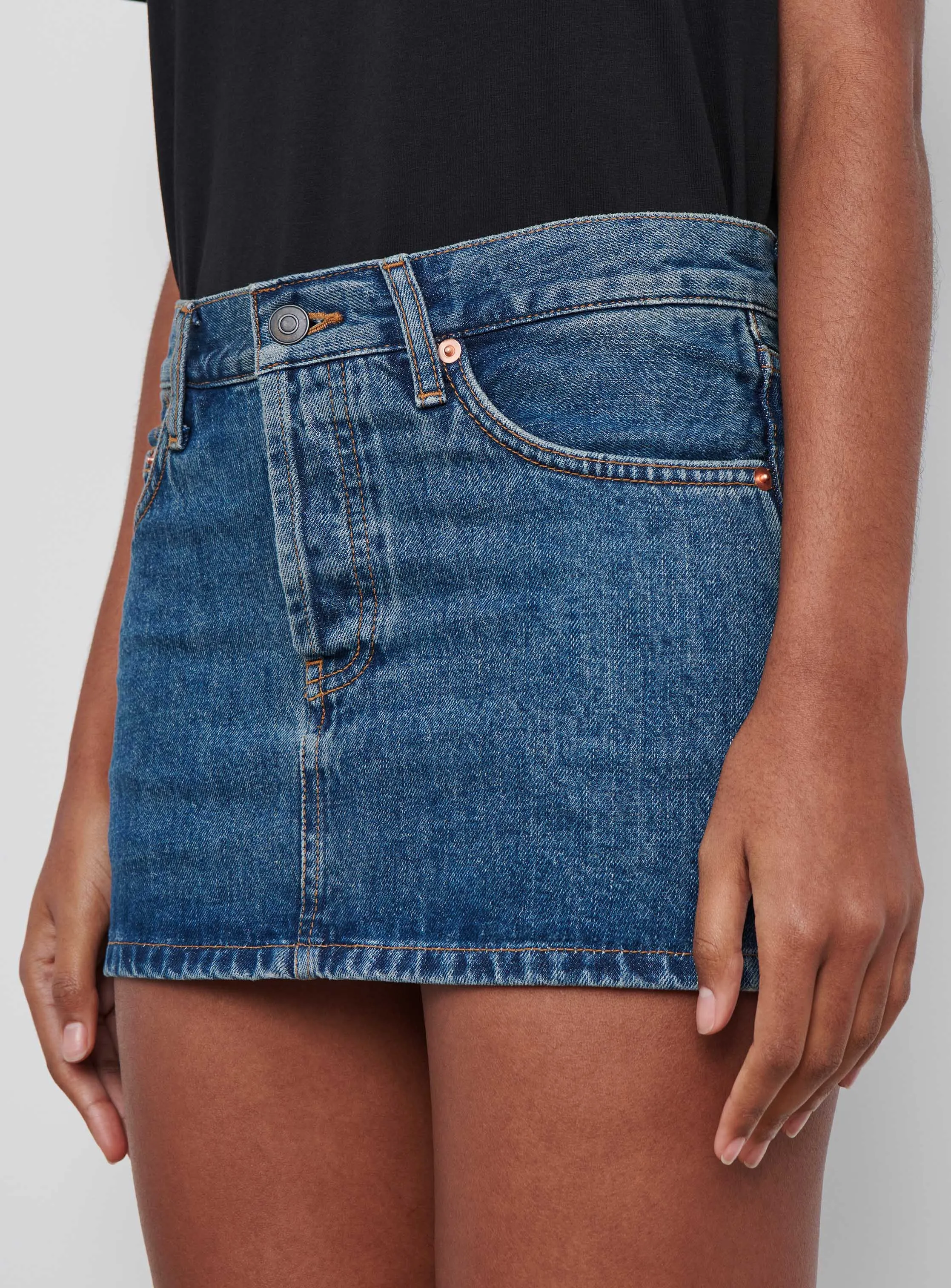 Denim Micro Mini Skirt sold by WARDROBE.NYC product image thumbnail 5