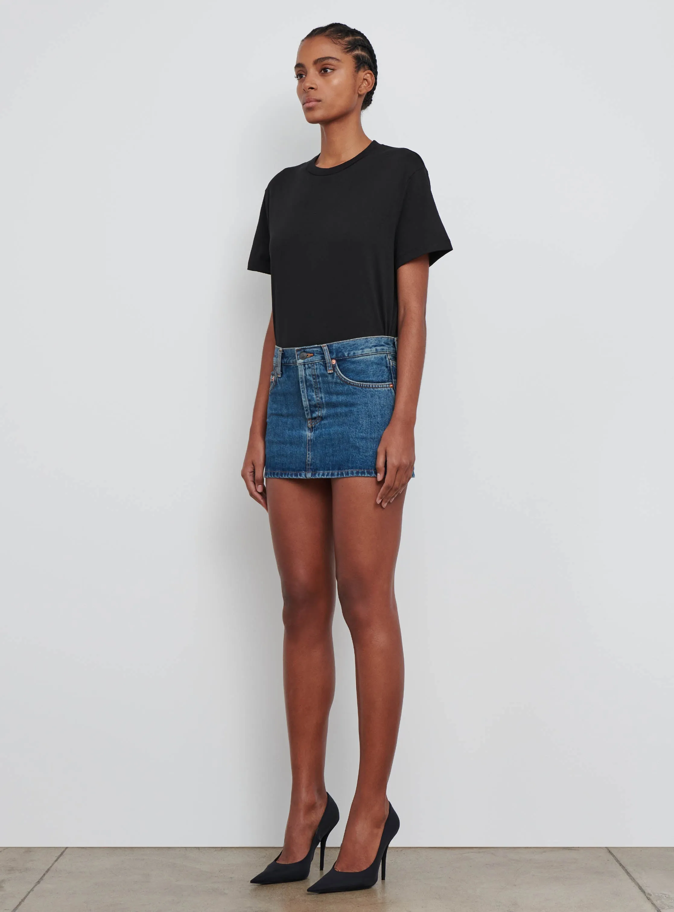 Denim Micro Mini Skirt sold by WARDROBE.NYC product image thumbnail 2