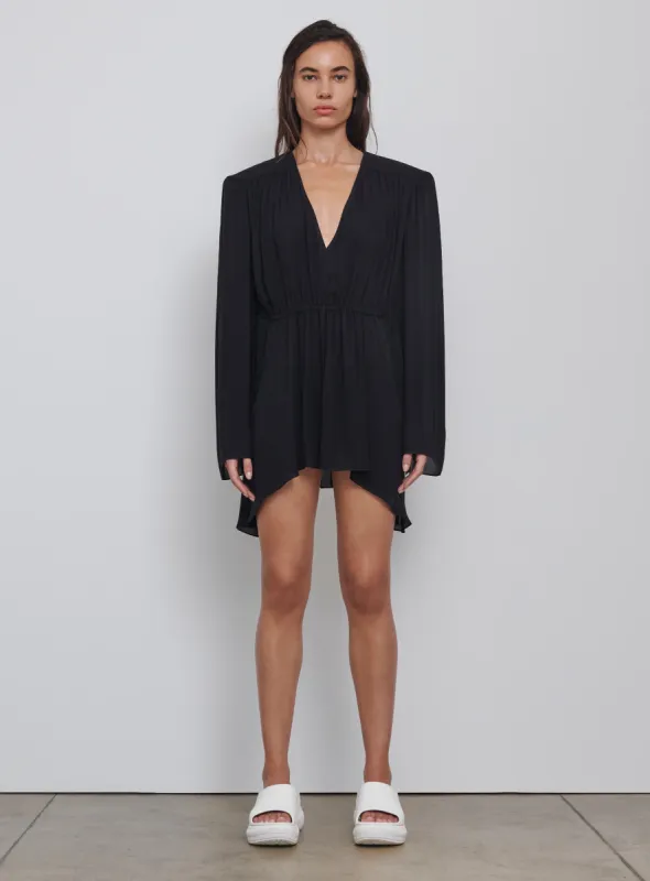 Gathered V-Neck Dress Mini sold by WARDROBE.NYC