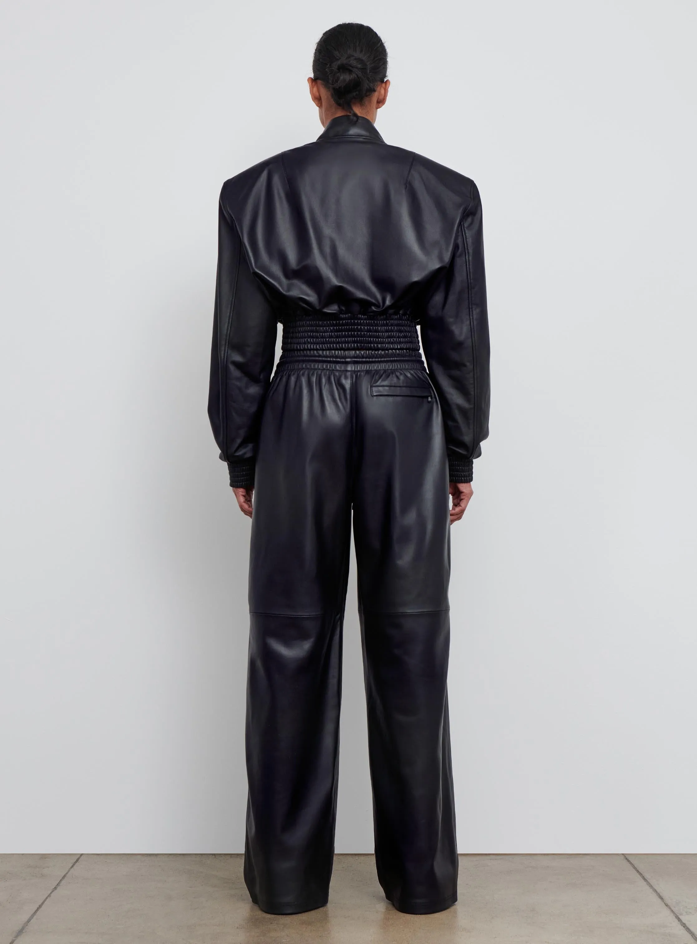 Leather Tailored Crop Bomber sold by WARDROBE.NYC product image thumbnail 3