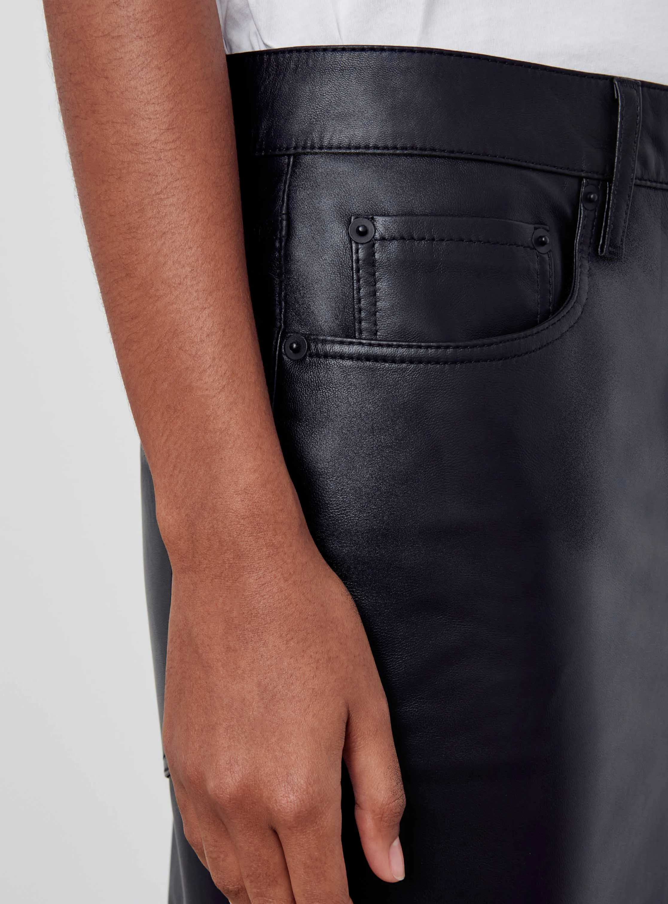 Leather Column Skirt sold by WARDROBE.NYC product image thumbnail 5