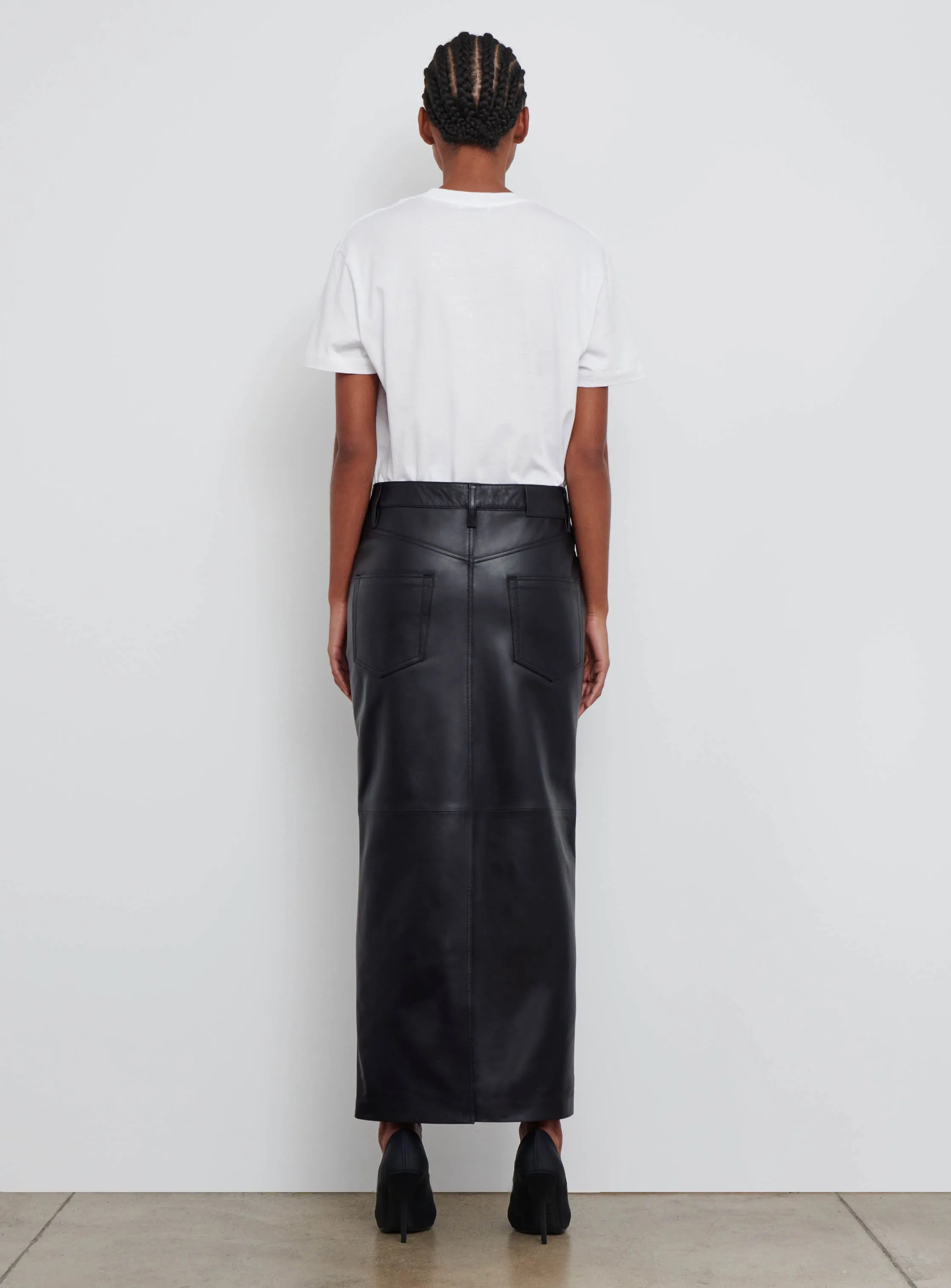Leather Column Skirt sold by WARDROBE.NYC product image thumbnail 3