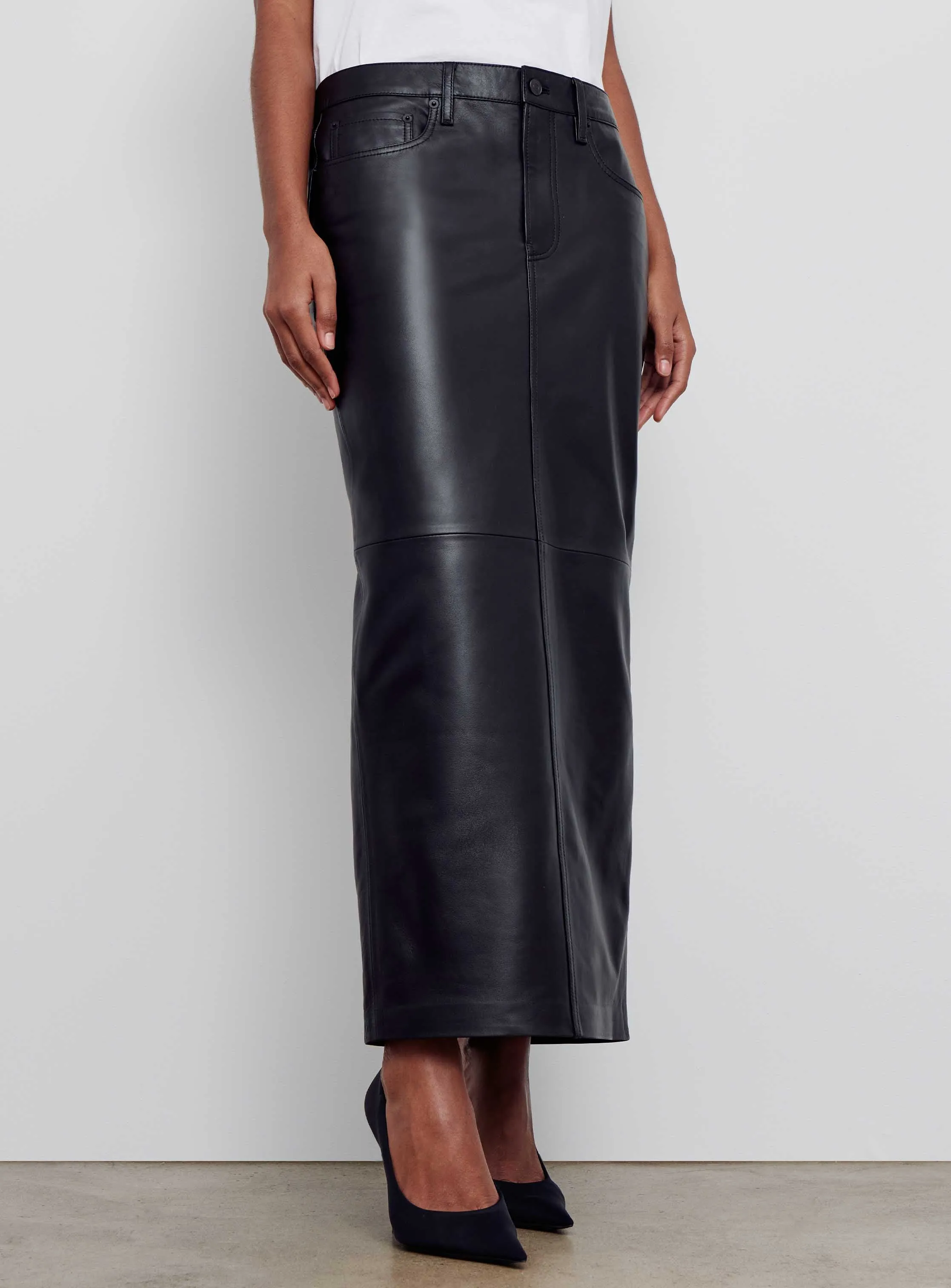 Leather Column Skirt sold by WARDROBE.NYC product image thumbnail 4