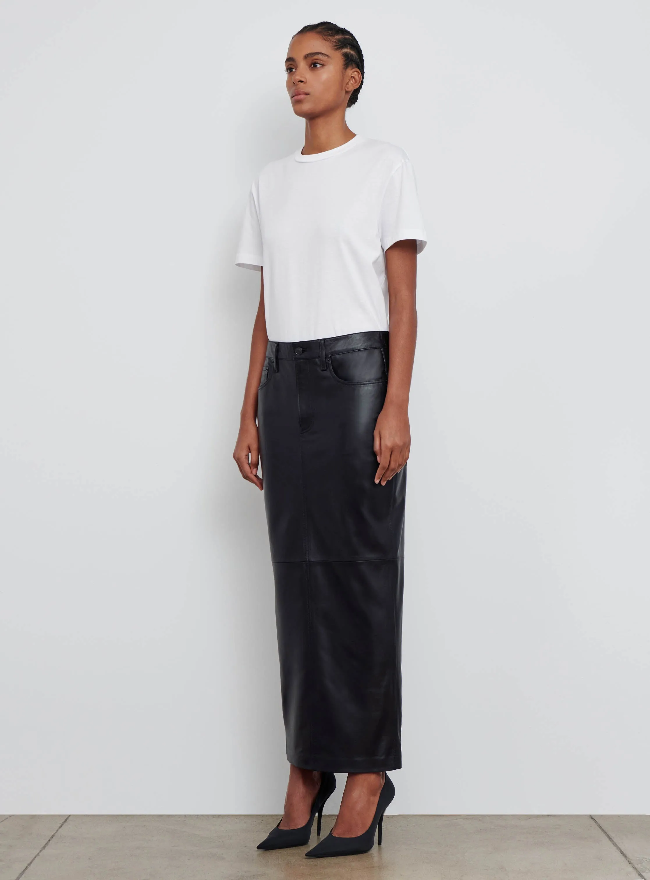 Leather Column Skirt sold by WARDROBE.NYC product image thumbnail 2