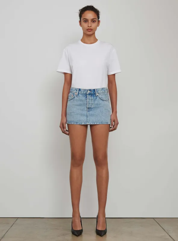 Denim Micro Mini Skirt sold by WARDROBE.NYC