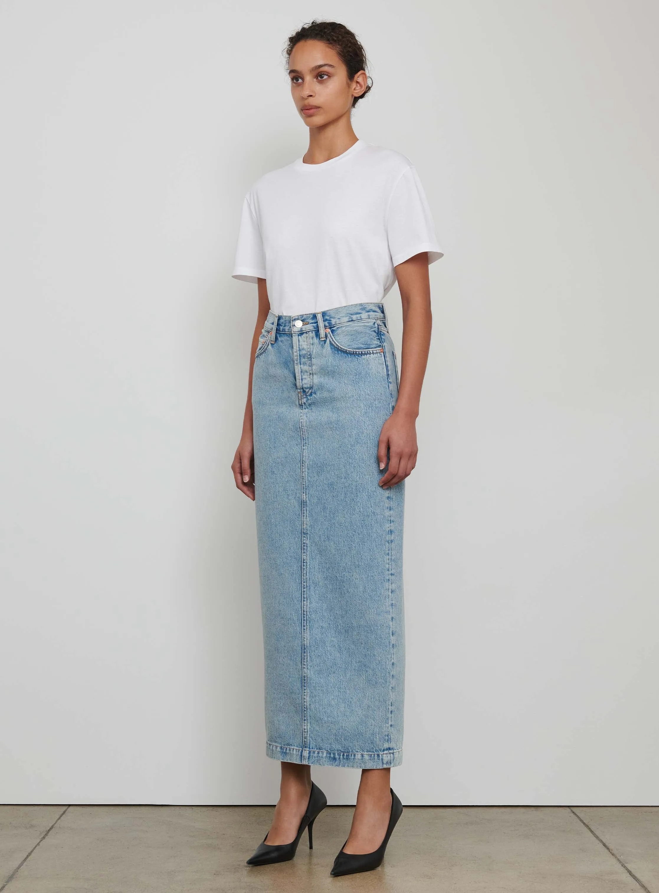 Denim Column Skirt sold by WARDROBE.NYC product image thumbnail 2