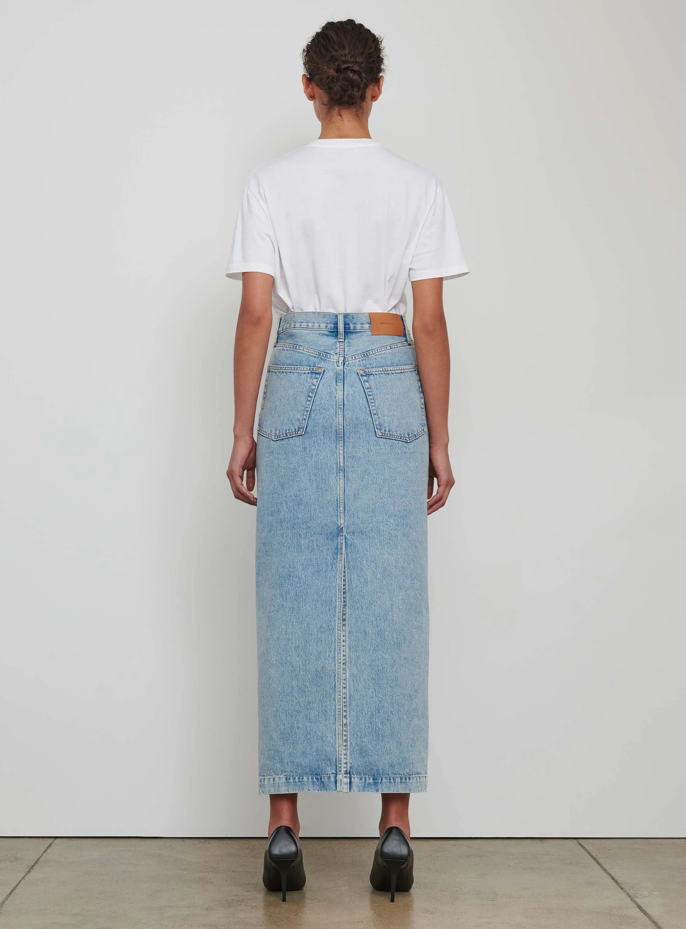 Denim Column Skirt sold by WARDROBE.NYC product image thumbnail 3
