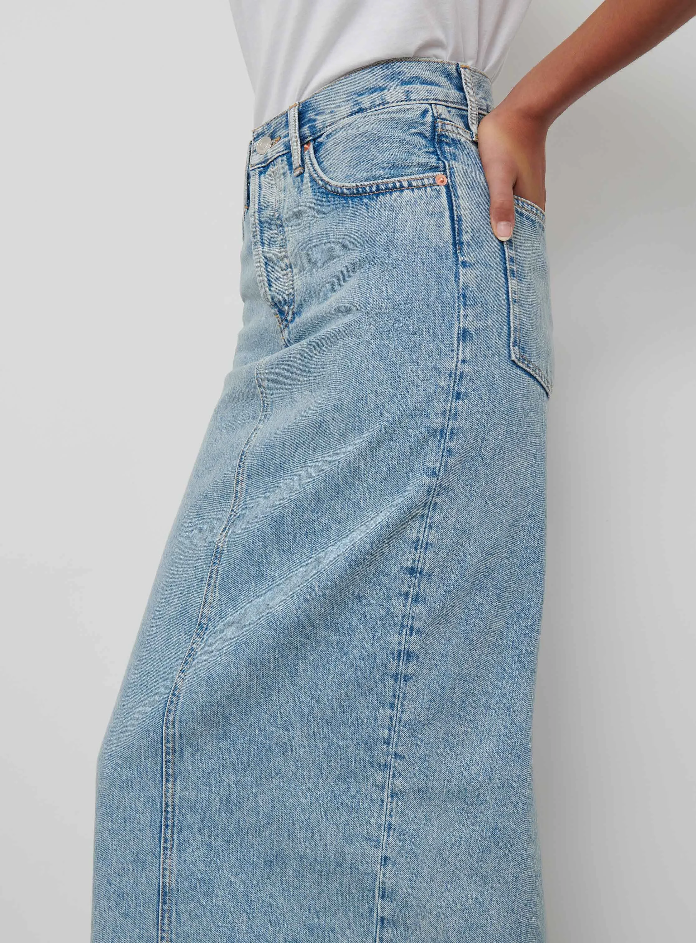 Denim Column Skirt sold by WARDROBE.NYC product image thumbnail 4