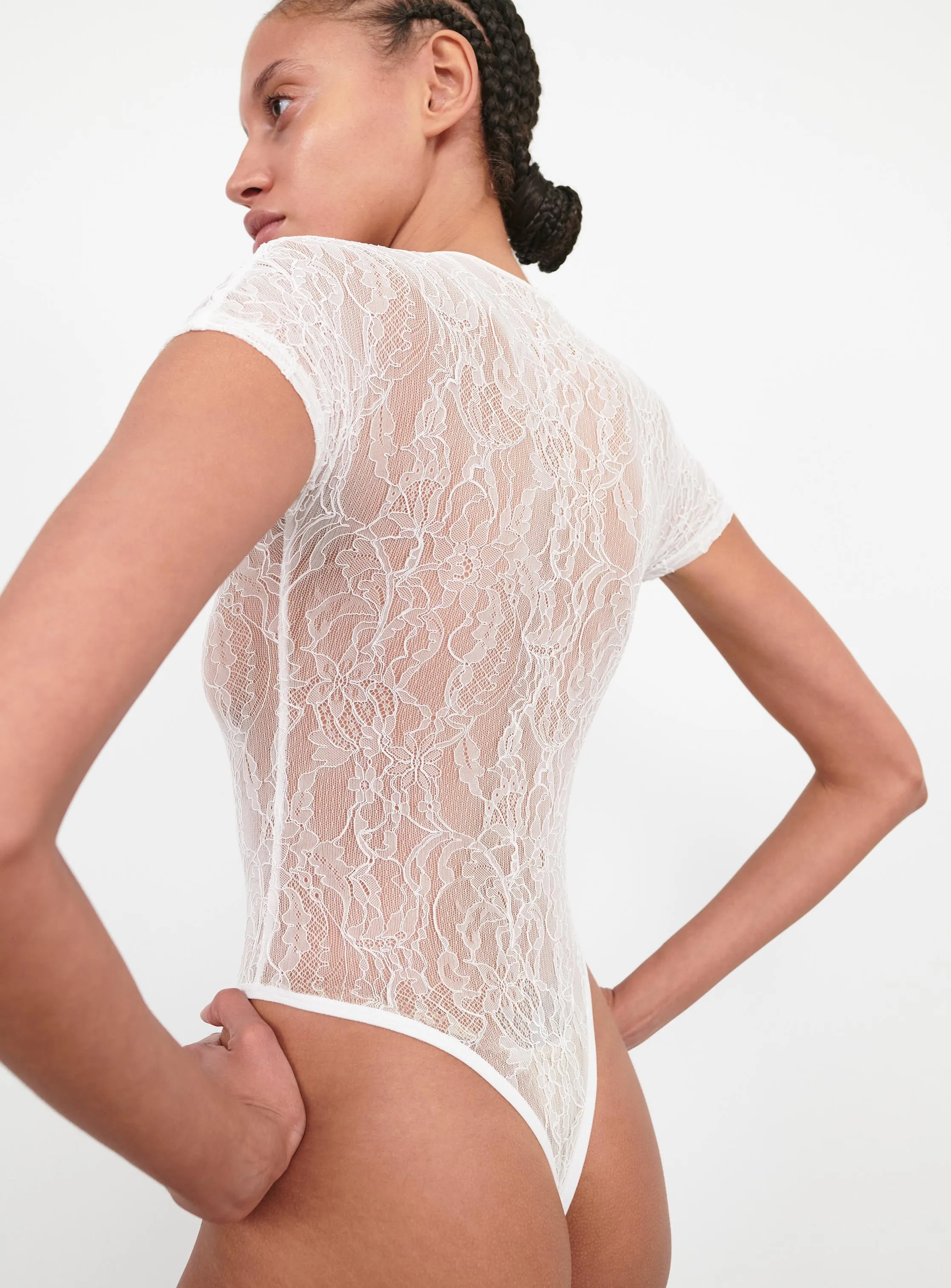 Lace Cap Sleeve Bodysuit sold by WARDROBE.NYC product image thumbnail 4