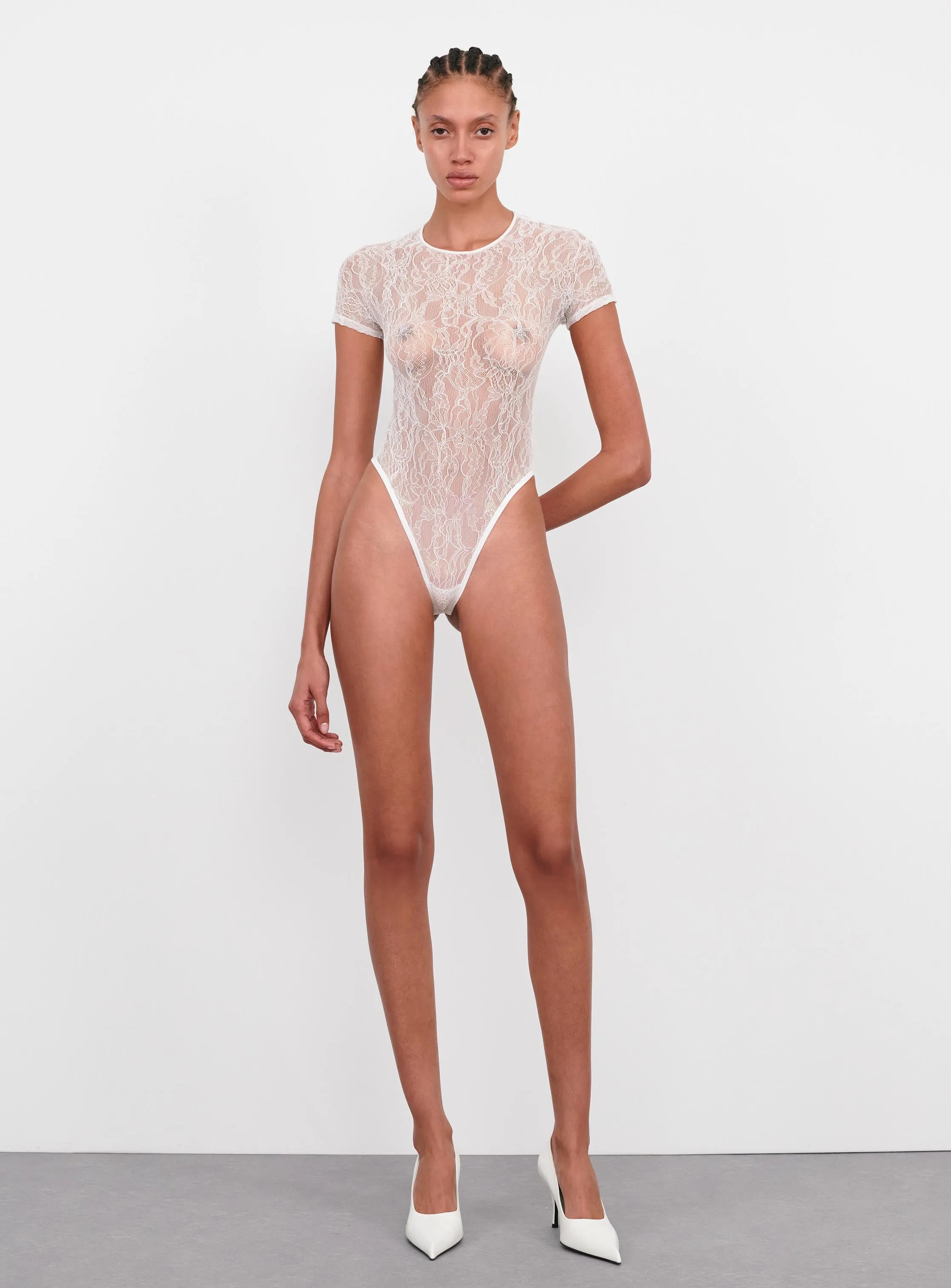 Lace Cap Sleeve Bodysuit sold by WARDROBE.NYC