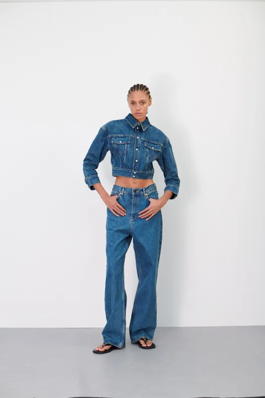 Denim Crop Jacket sold by WARDROBE.NYC