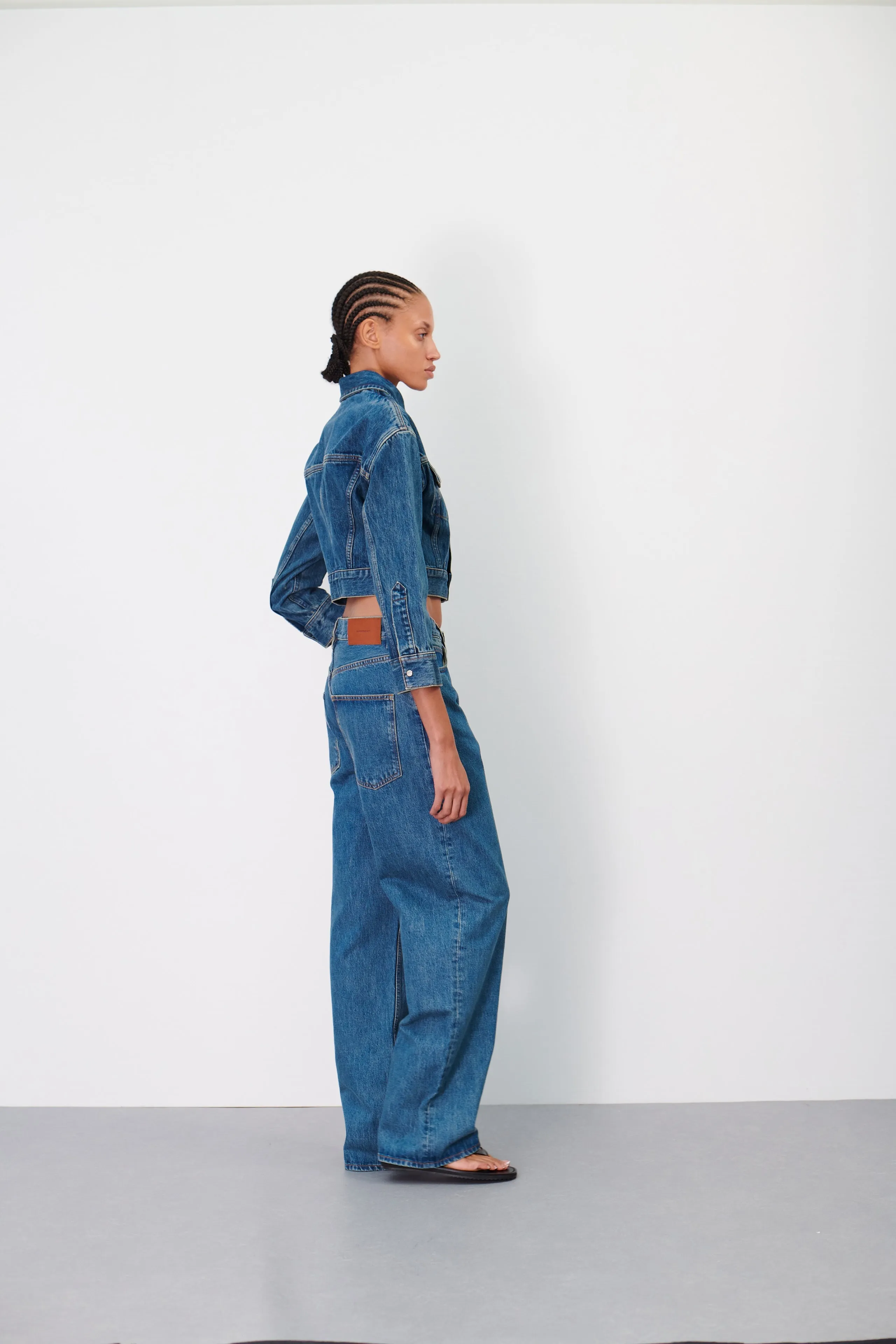 Denim Crop Jacket sold by WARDROBE.NYC product image thumbnail 2