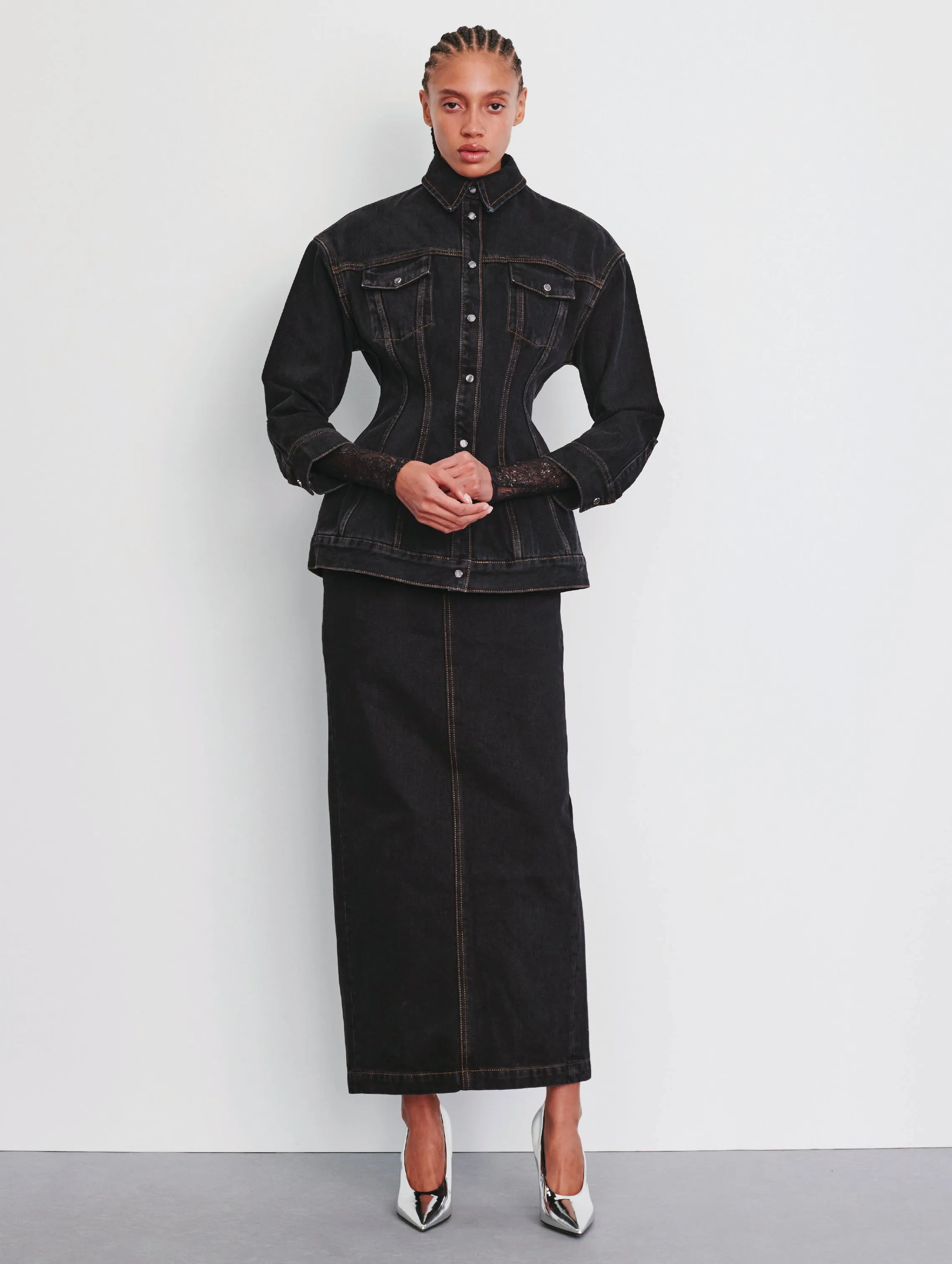 Denim Contour Jacket sold by WARDROBE.NYC