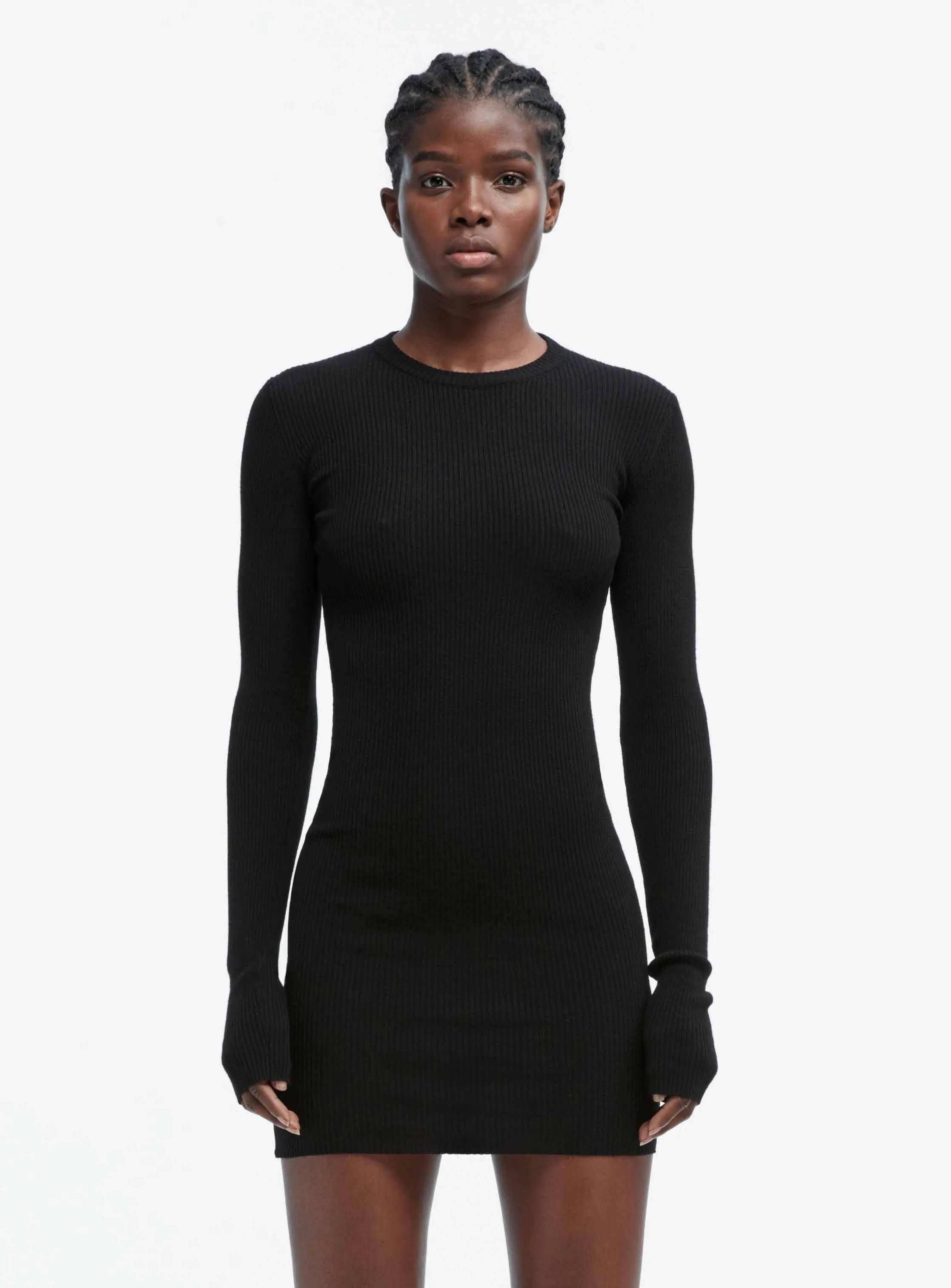 Ribbed Long Sleeve Dress Mini sold by WARDROBE.NYC