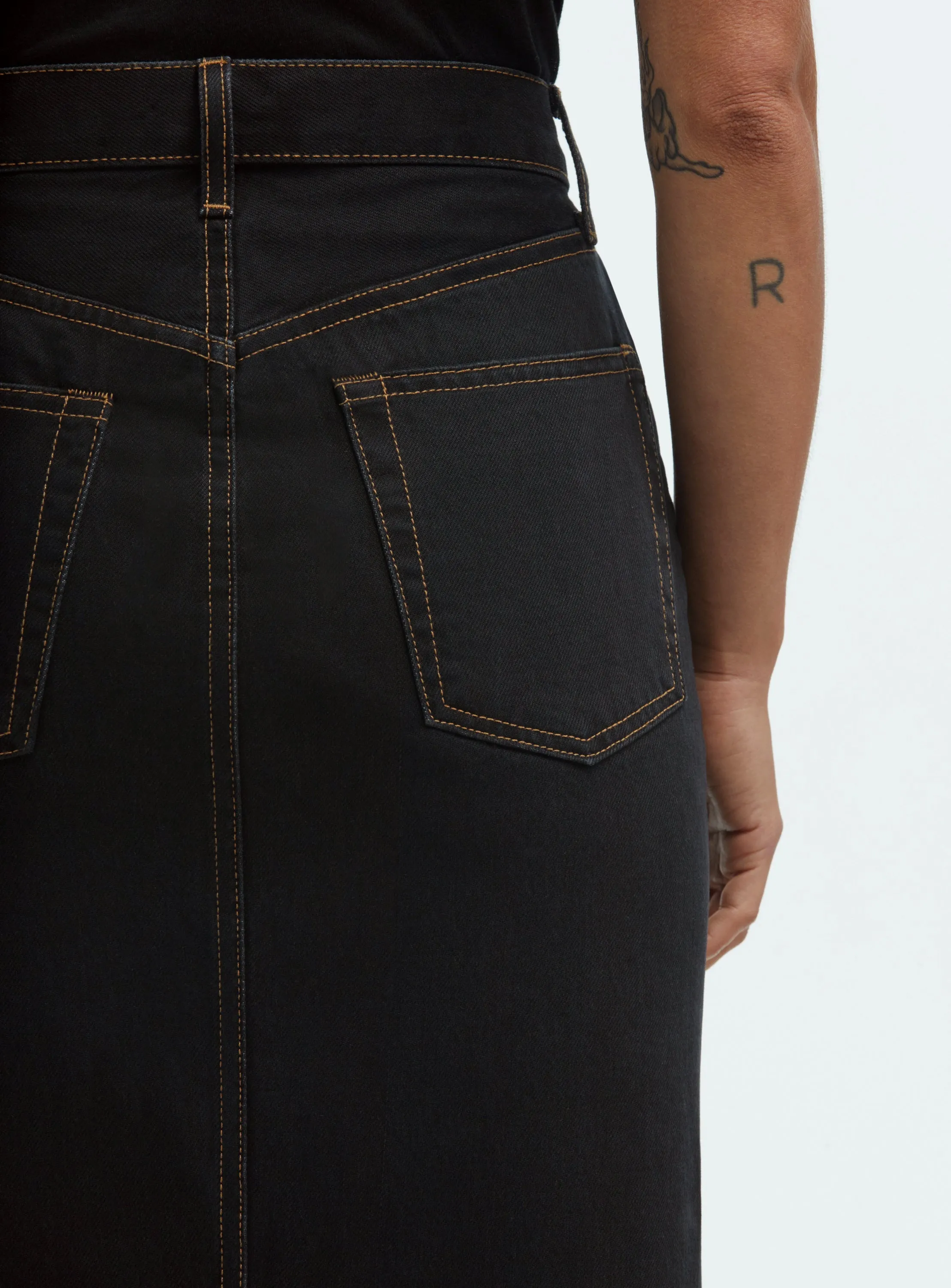 Denim Midi Skirt sold by WARDROBE.NYC product image thumbnail 5