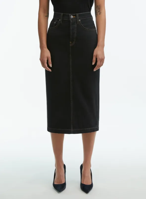 Denim Midi Skirt sold by WARDROBE.NYC