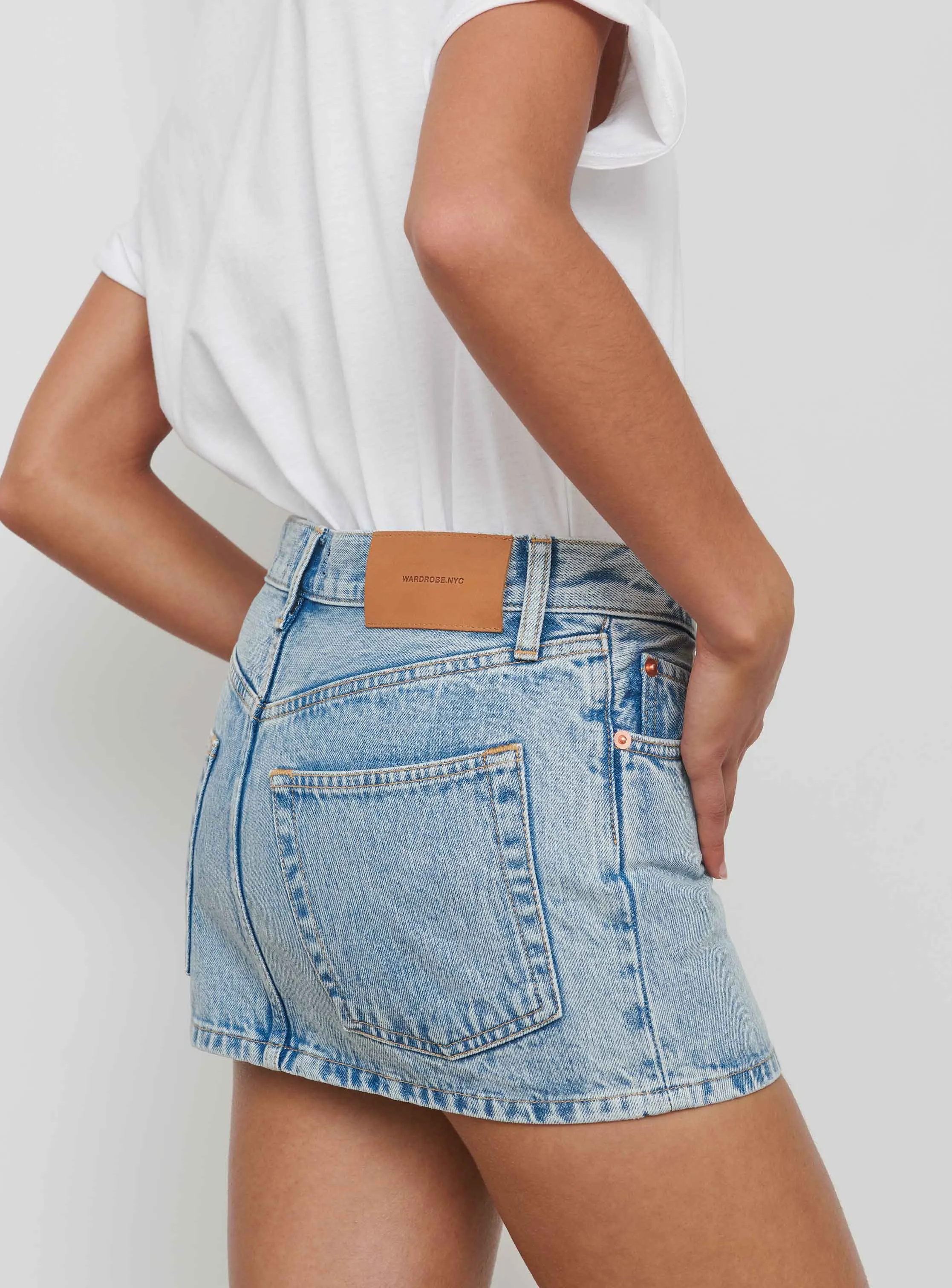 Denim Micro Mini Skirt sold by WARDROBE.NYC product image thumbnail 5