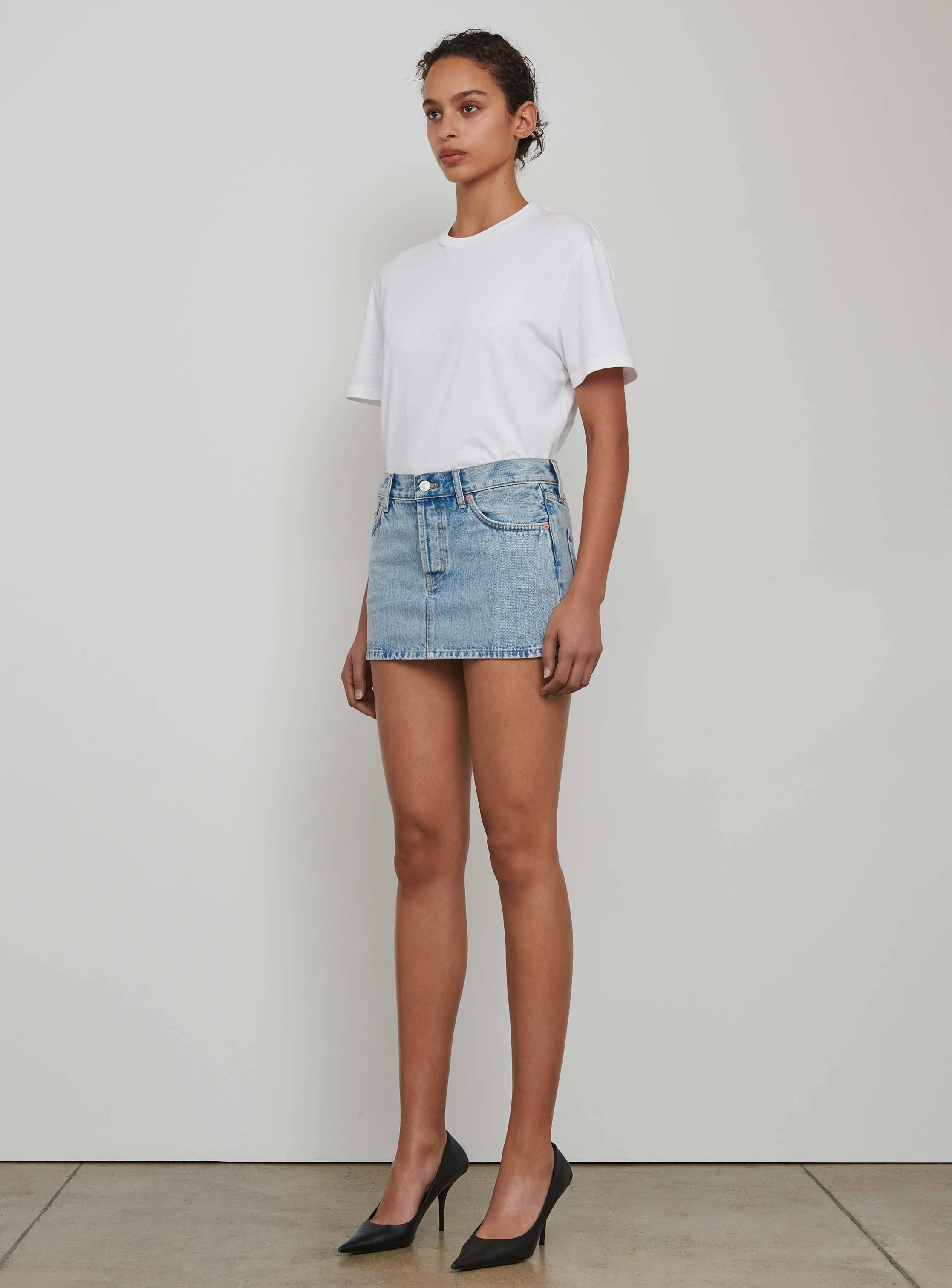 Denim Micro Mini Skirt sold by WARDROBE.NYC product image thumbnail 2