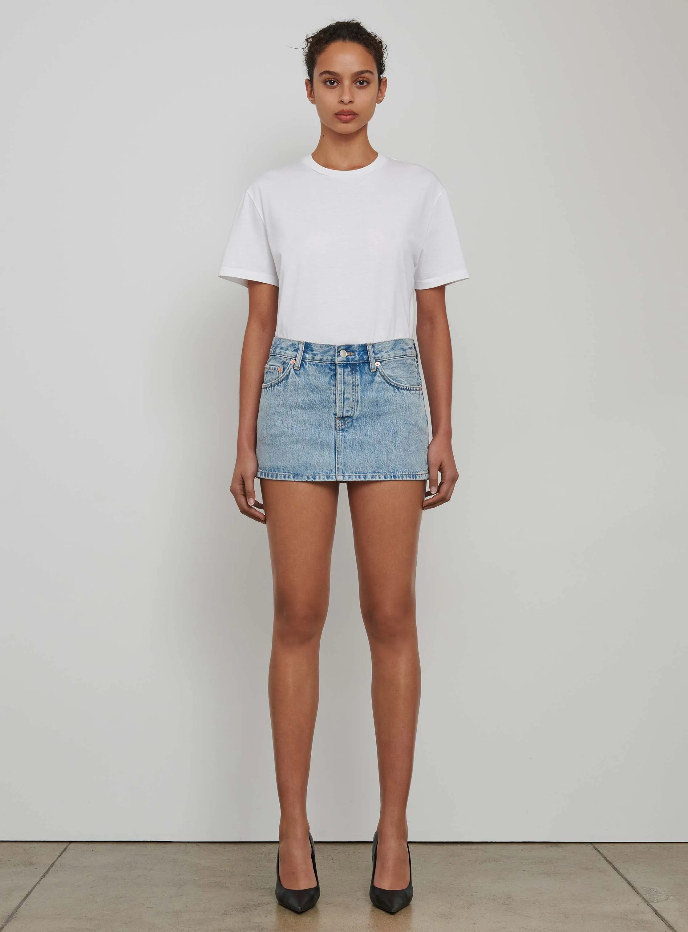 Denim Micro Mini Skirt sold by WARDROBE.NYC