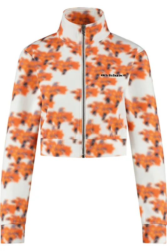 Ashluxe Female Printed Track Jacket Orange Flower Aop sold by Ashluxe