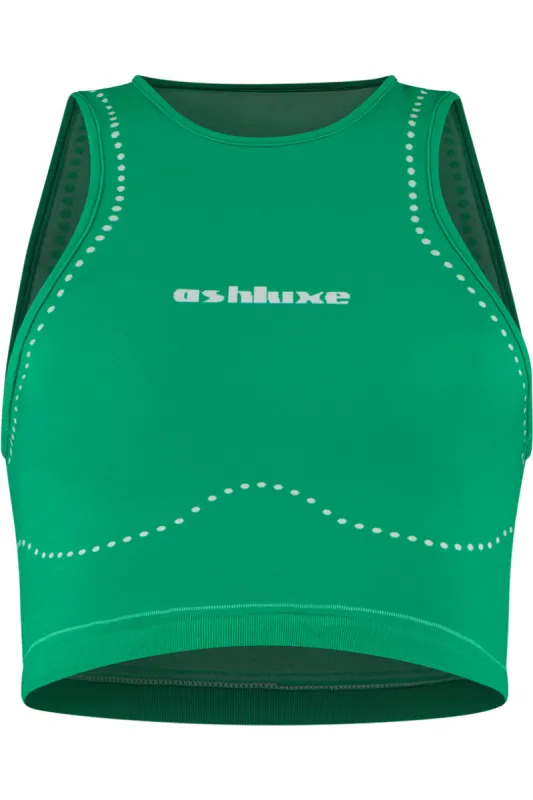 Ashluxe Female Active  Top Green White sold by Ashluxe