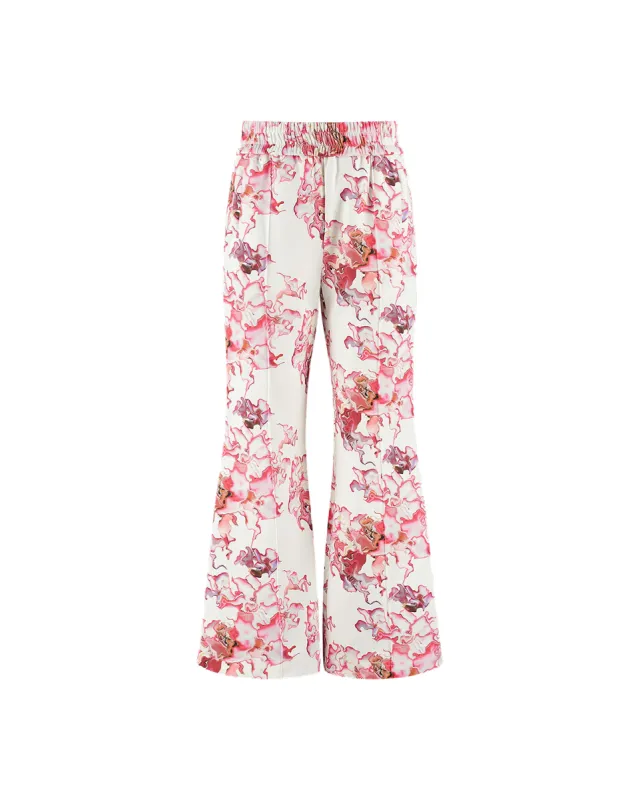 Ashluxe Female Flared Pants Pink Flower Aop sold by Ashluxe