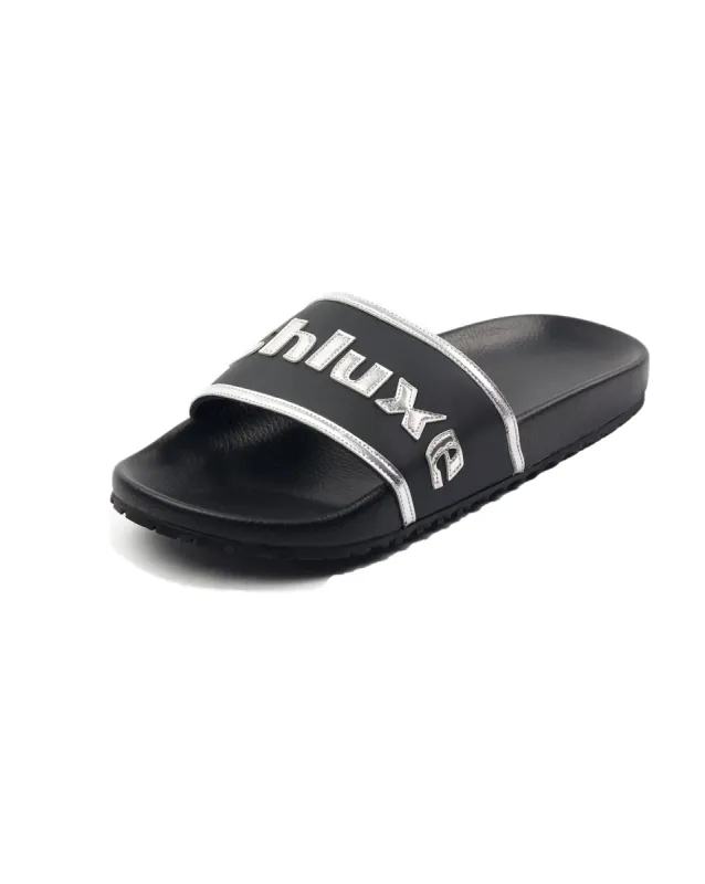 Ashluxe Stitched Leather Slides Black sold by Ashluxe