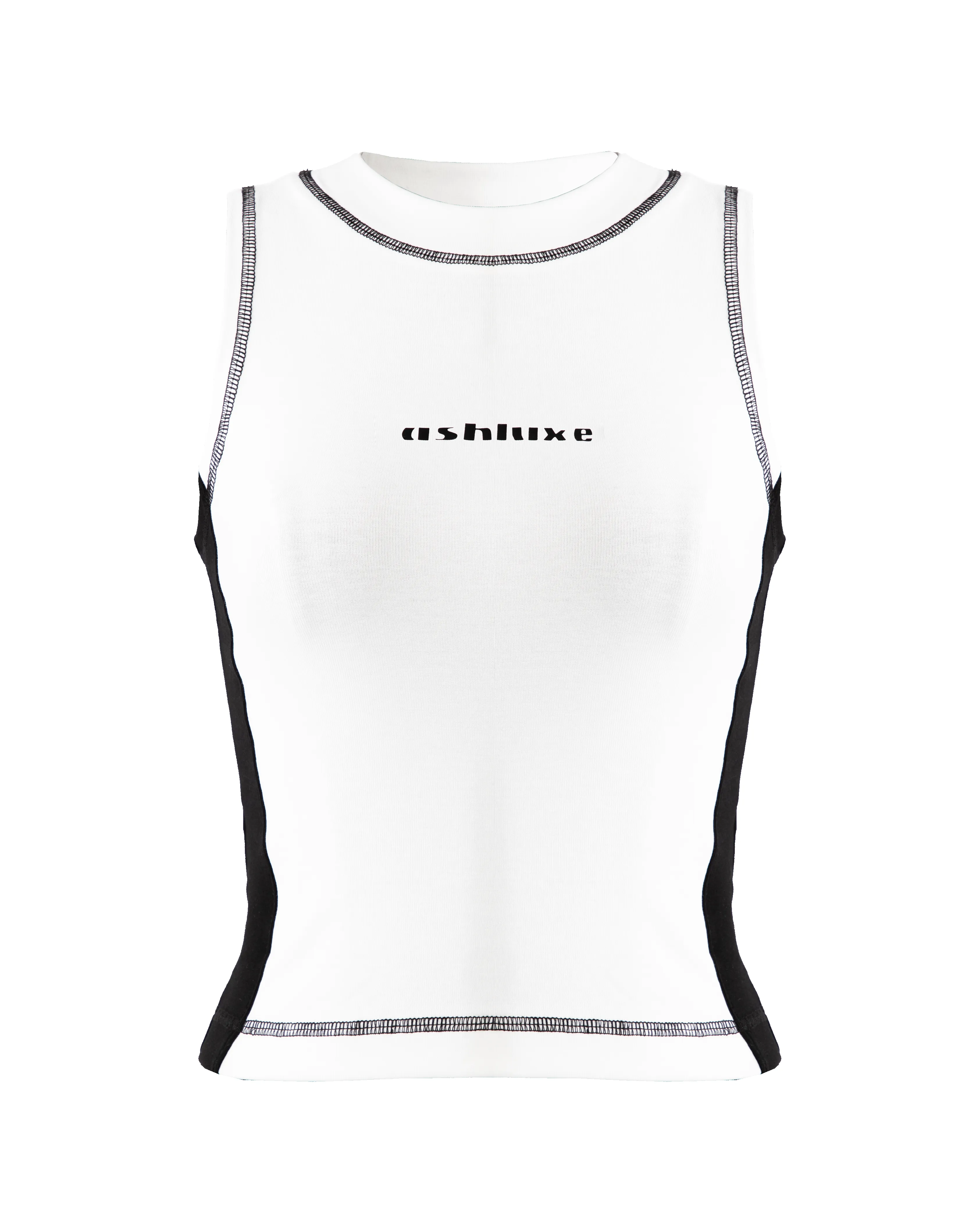 Ashluxe Threaded Tank Top White Black sold by Ashluxe