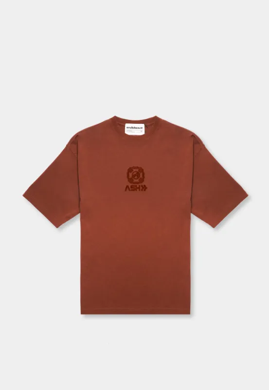 Ashluxe Embroidered Emblem T-Shirt Brown sold by Ashluxe