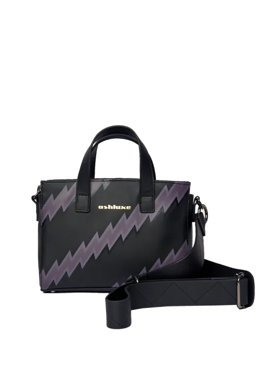 ASHLUXE ZigZag Leather Mini Bag - Black/Purple sold by Ashluxe