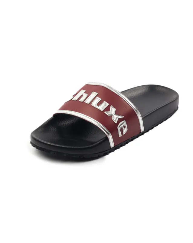 Ashluxe Stitched Leather Slides Red sold by Ashluxe