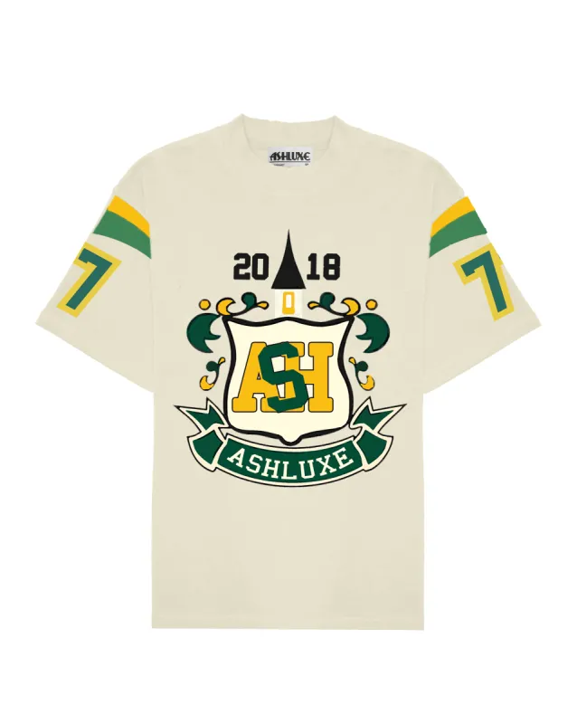 Ashluxe Varsity crest Tee Biege sold by Ashluxe