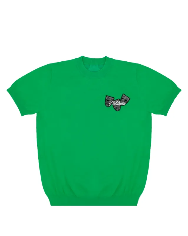 Ashluxe Ribbed Mask Badge T-Shirt - Green sold by Ashluxe
