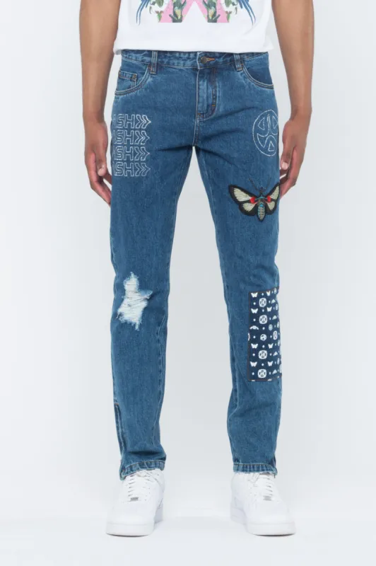 Ashluxe Rhinestone Patch Denim Blue sold by Ashluxe